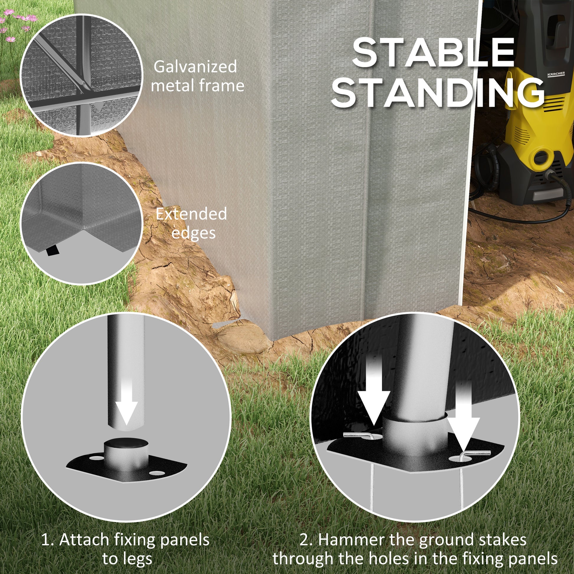 Galvanized metal frame for durable outdoor storage solutions