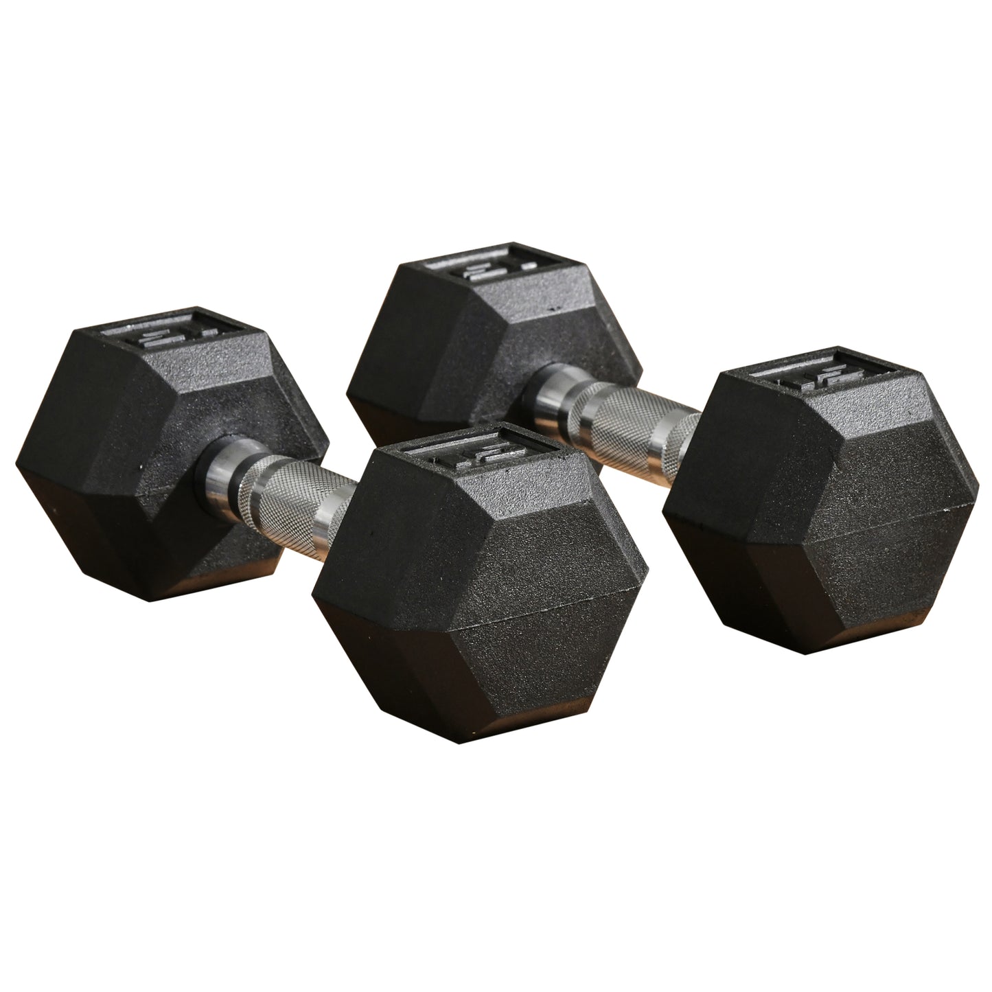Black  lb hex dumbbells with textured grip handles for weightlifting