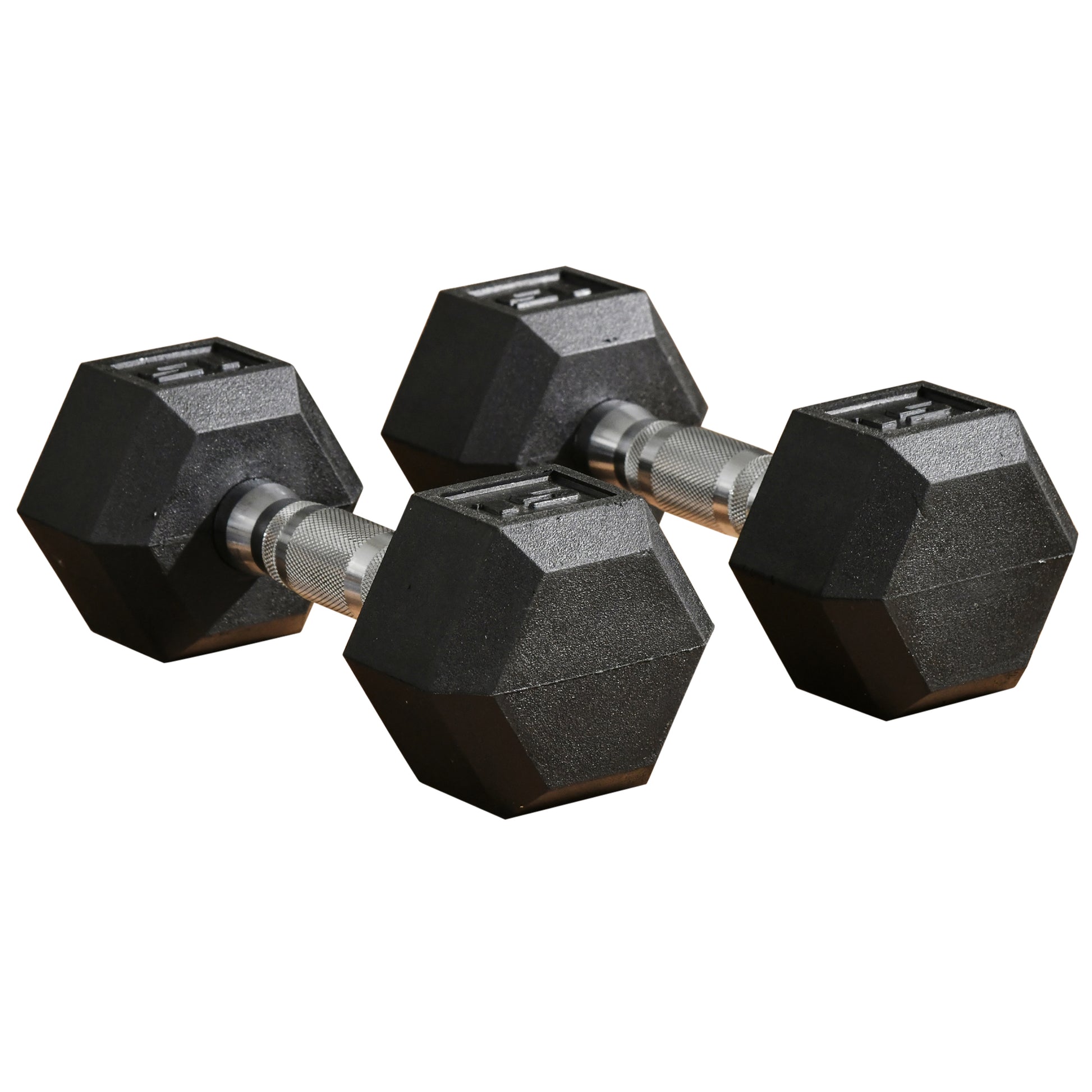 Black  lb hex dumbbells with textured grip handles for weightlifting