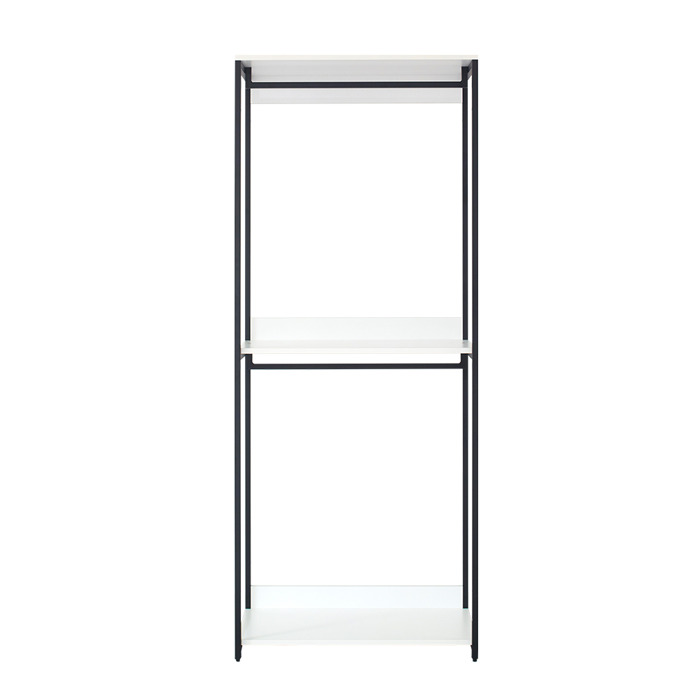 Modern black metal and white shelf unit
