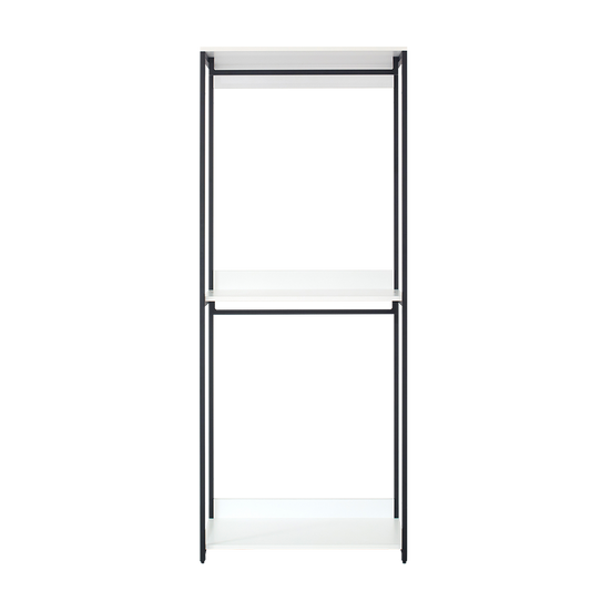 Modern black metal and white shelf unit