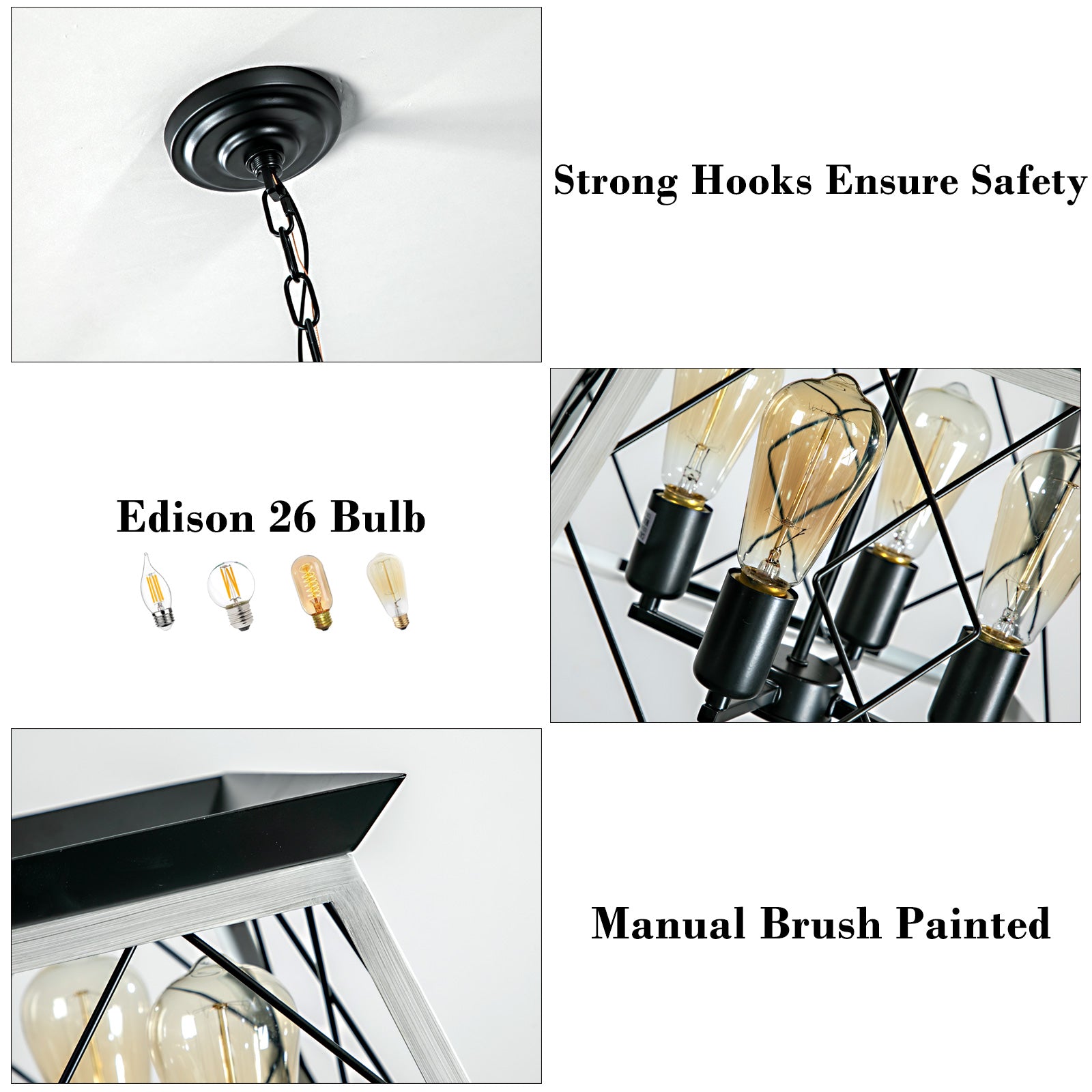 Black metal ceiling canopy with hanging chain for chandelier installation