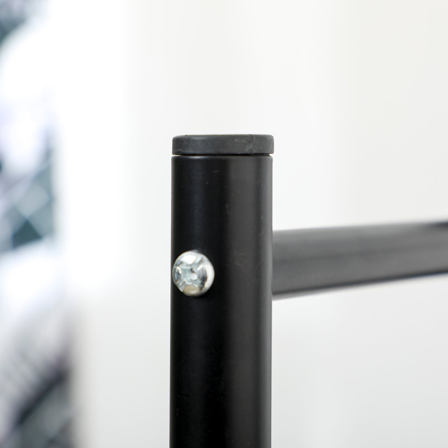 Black metal frame pole with silver bolt detail