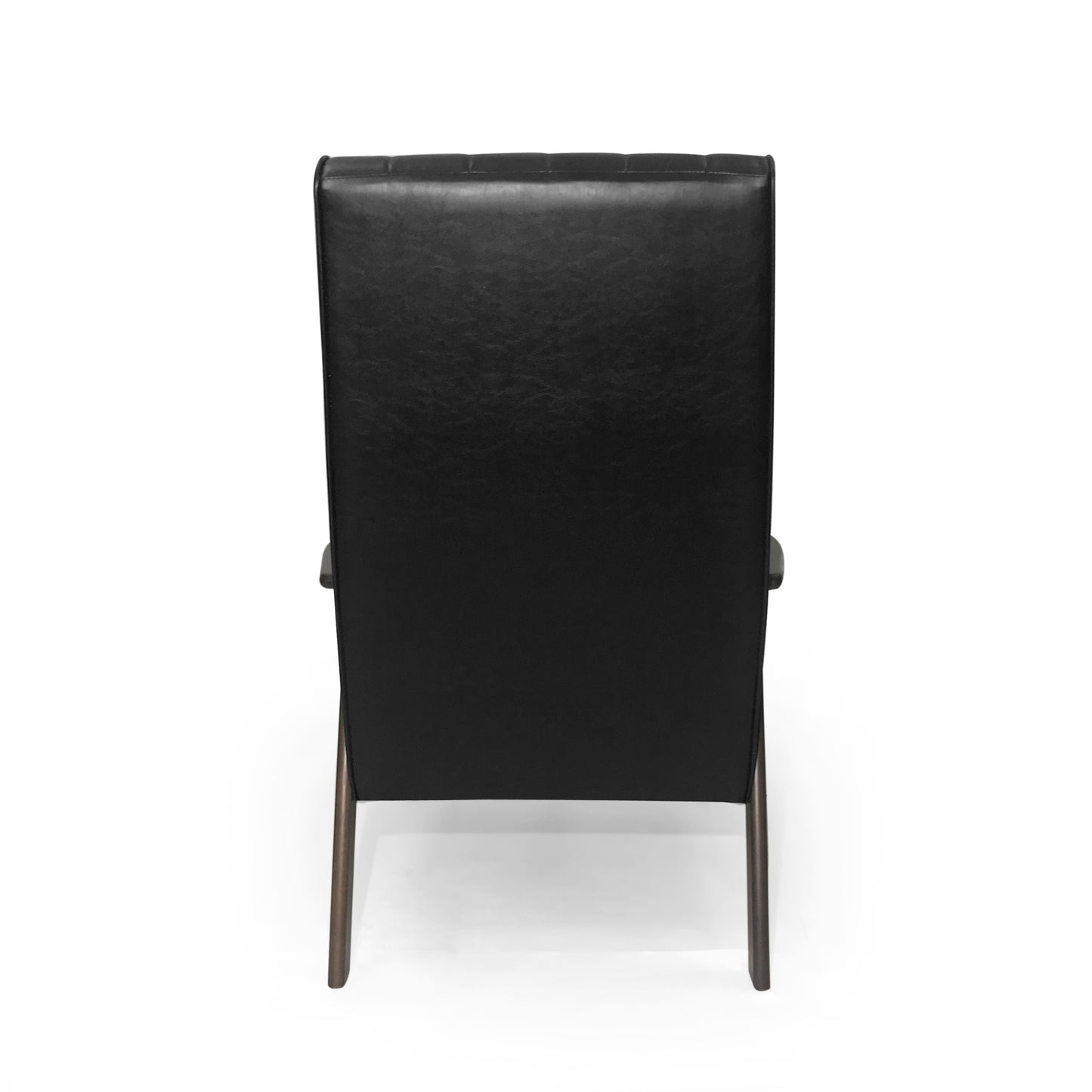 Black tufted leather armchair with dark wood legs modern living room furniture