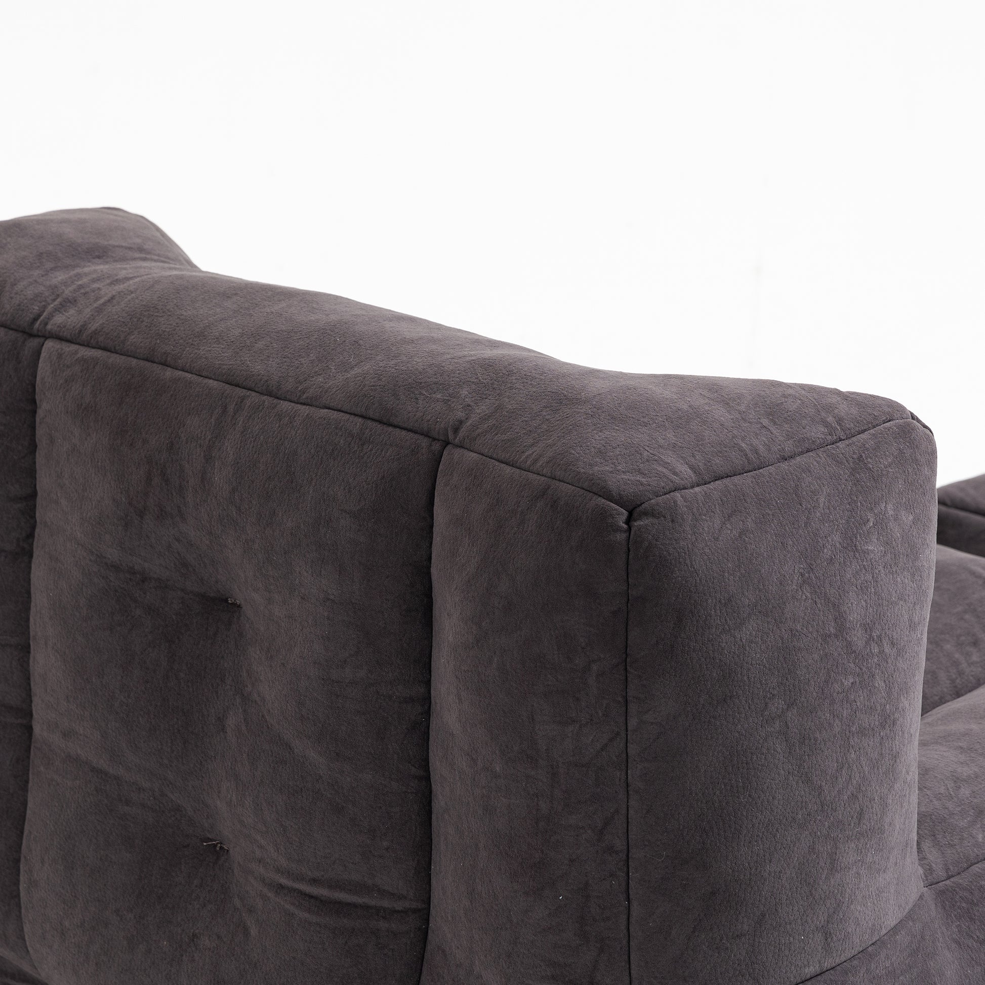 Dark grey tufted fabric sectional sofa corner soft velvet material