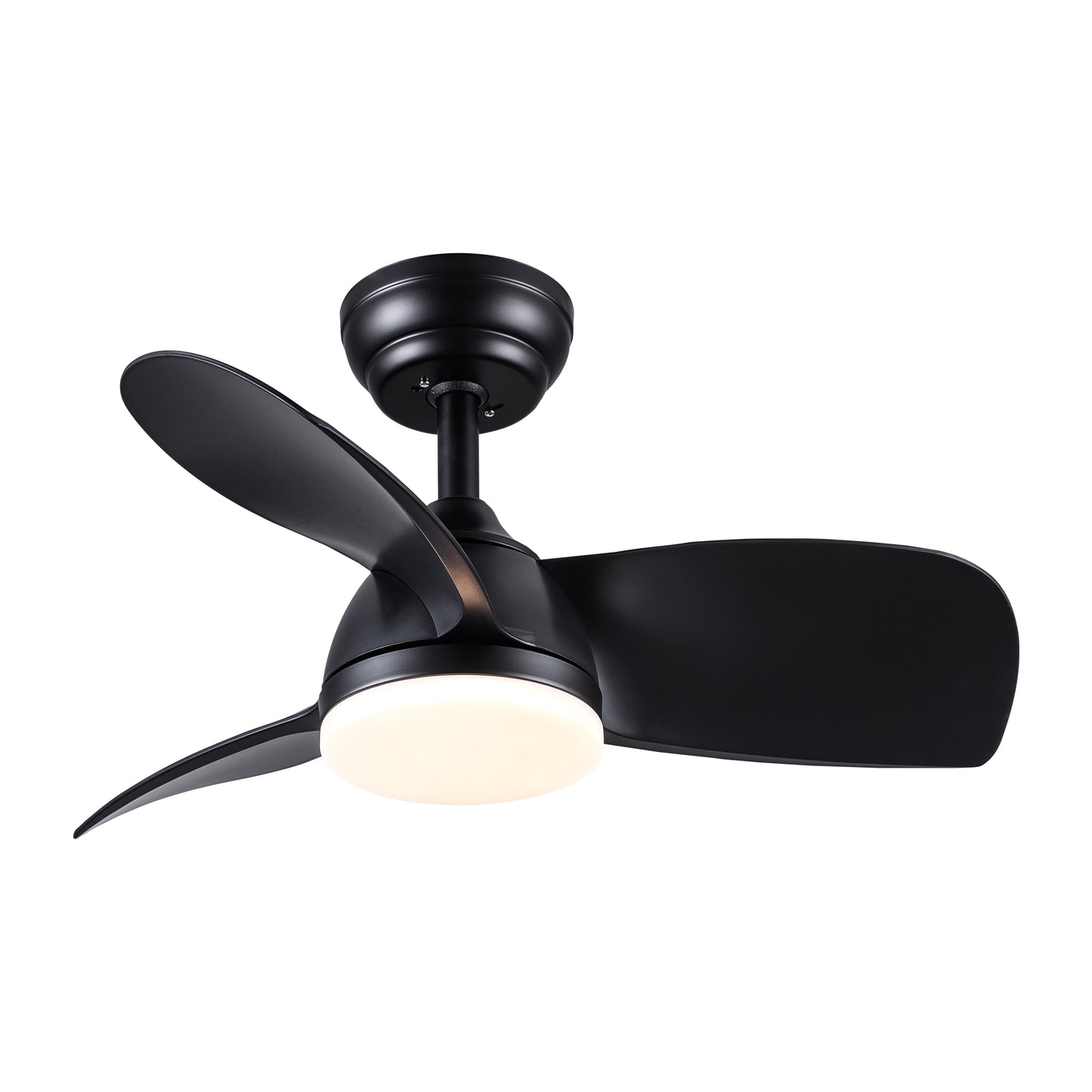 Black blade modern ceiling fan with integrated LED light fixture
