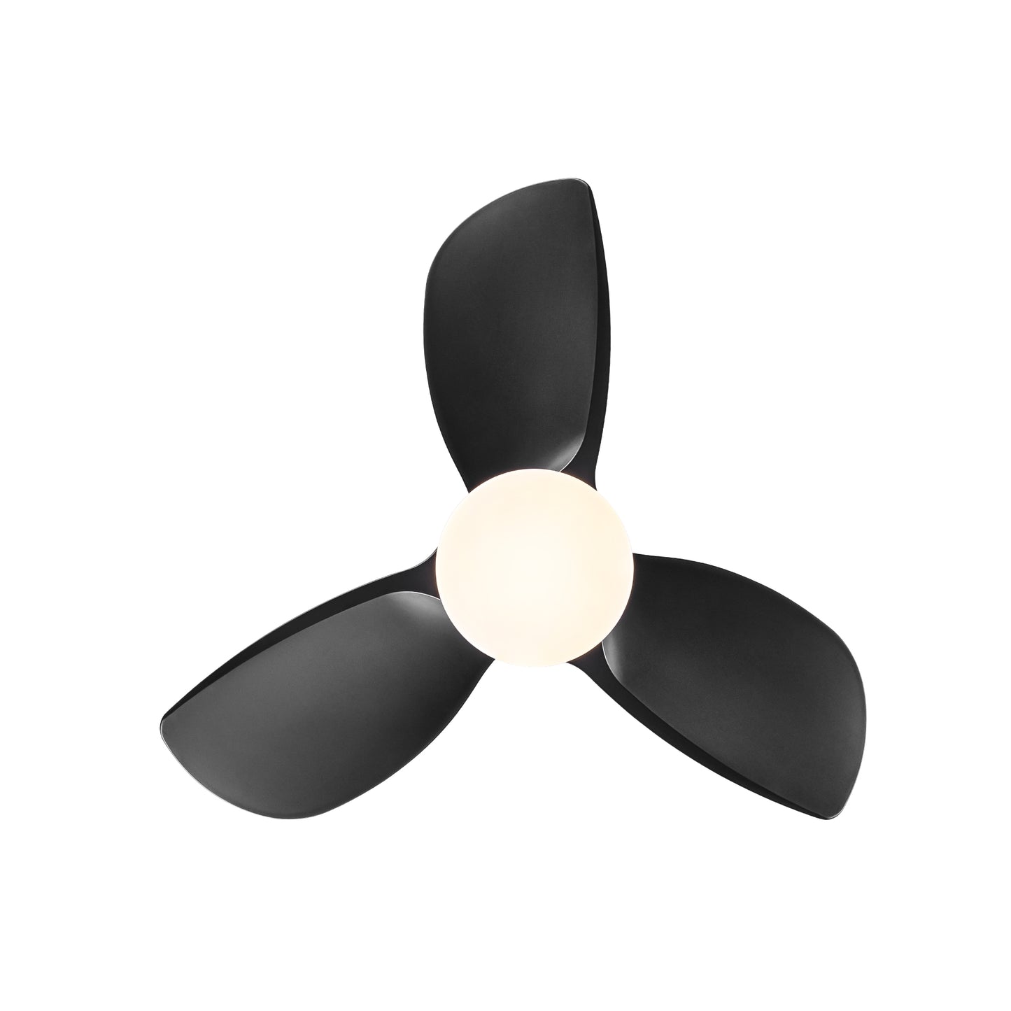 Modern black blade ceiling fan with integrated LED light fixture