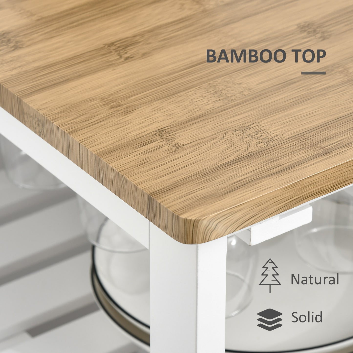 Closeup of a natural bamboo top with clean lines