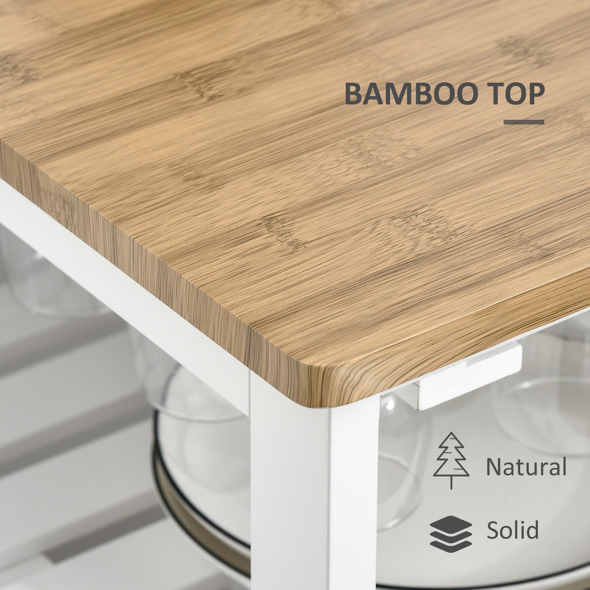 Closeup of a natural bamboo top with clean lines