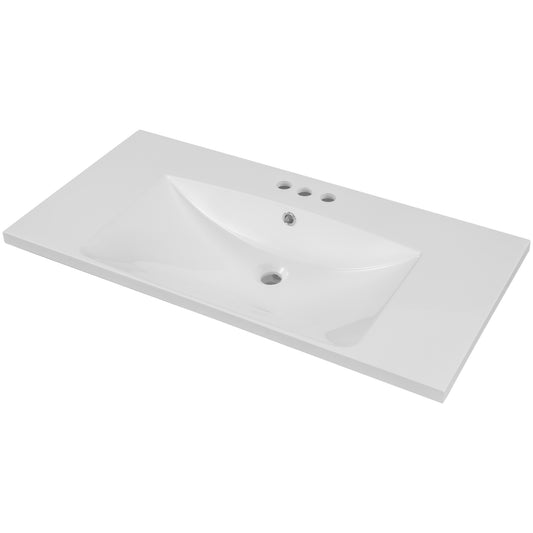 TREATLIFE HOME 36" Single Bathroom Vanity Top with White Basin, Three Pre-Drilled Faucet Holes, Ceramic Material, Modern Design, White