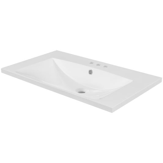 TREATLIFE HOME 30-Inch Single Bathroom Vanity Top with White Undermount Basin, 4-Inch Faucet Holes, Rectangular Ceramic Structure