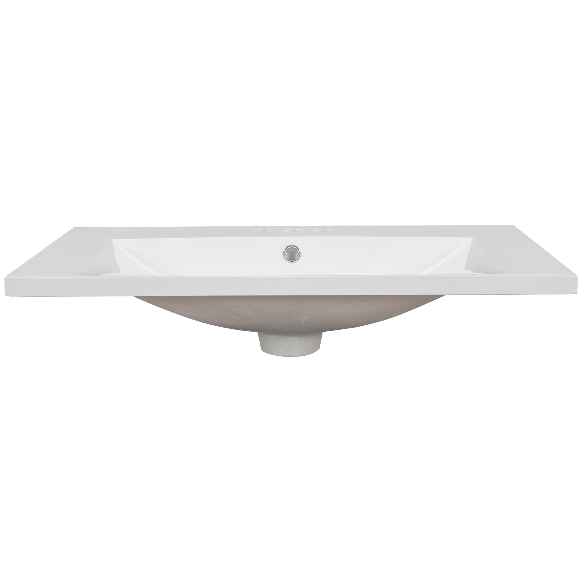 White ceramic rectangular bathroom vanity sink with modern design