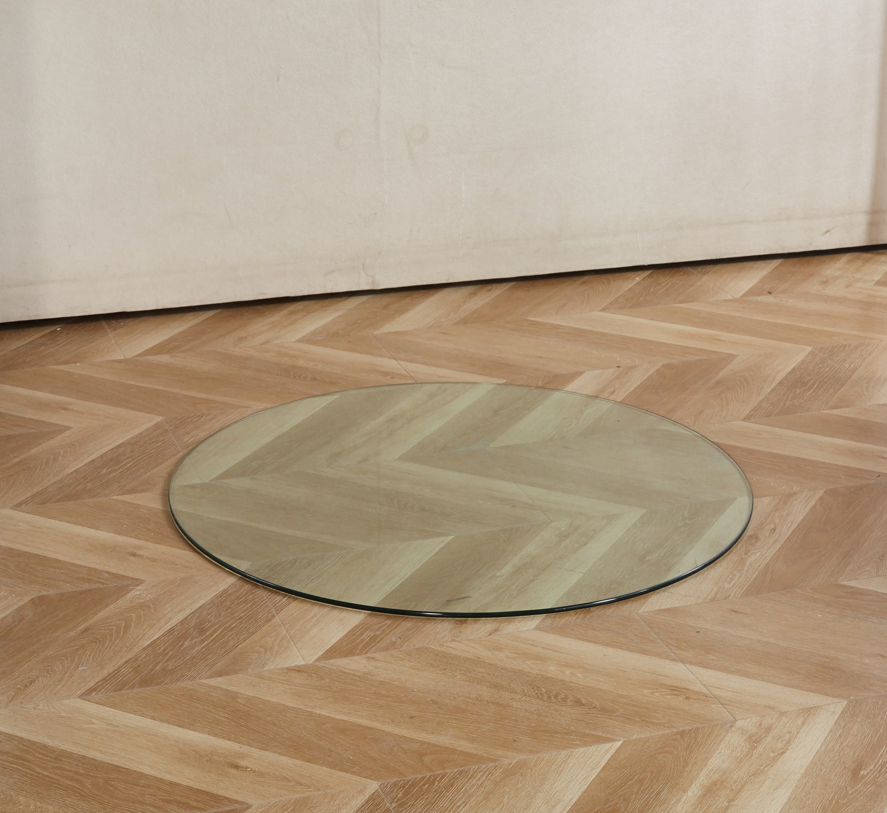 Clear glass tabletop with polished edge ideal for dining tables or desks