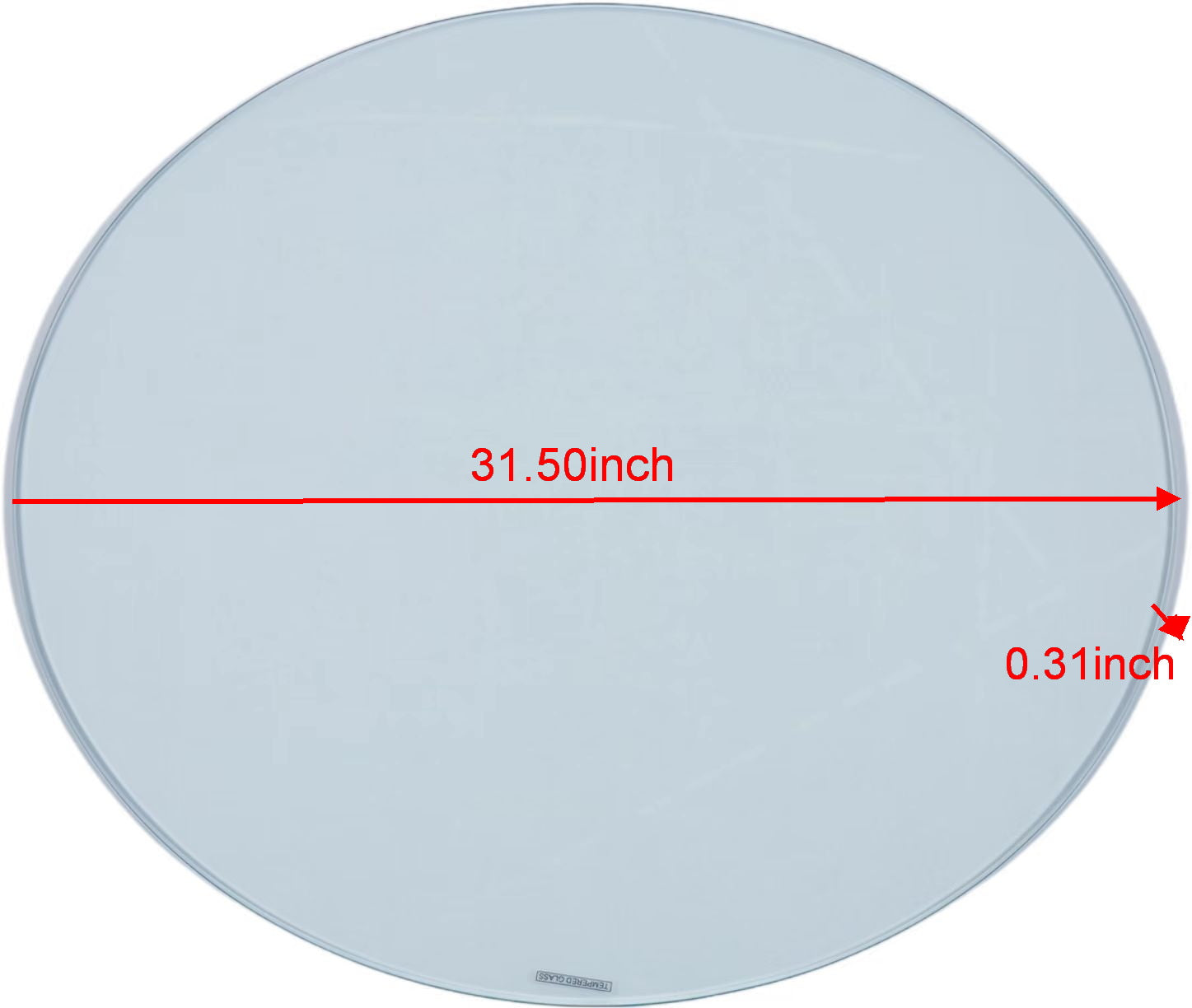 Round tempered glass tabletop  inch diameter clear finish