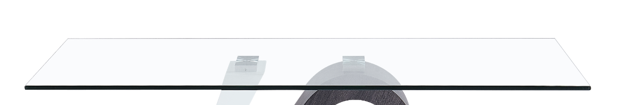 Sleek tempered glass coffee table with modern chrome accents and a circular base