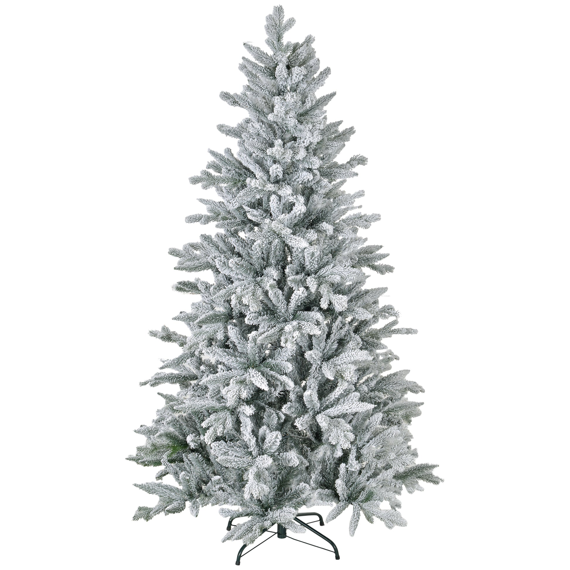 Flocked artificial christmas tree with a realistic snowy appearance perfect for holiday decor
