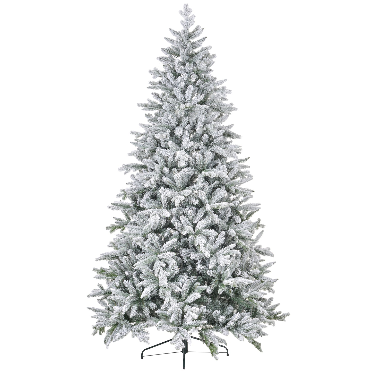 Flocked artificial Christmas tree with green branches and white flocked tips ft tall
