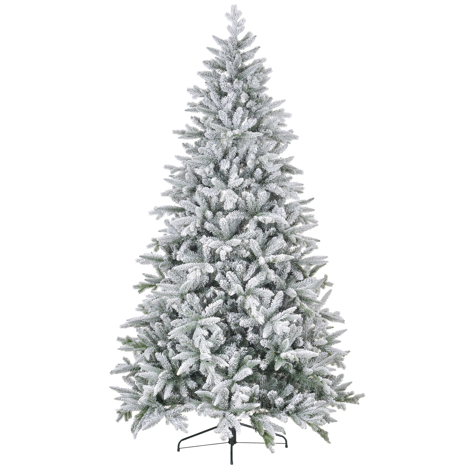 Flocked artificial Christmas tree with green branches and white flocked tips ft tall