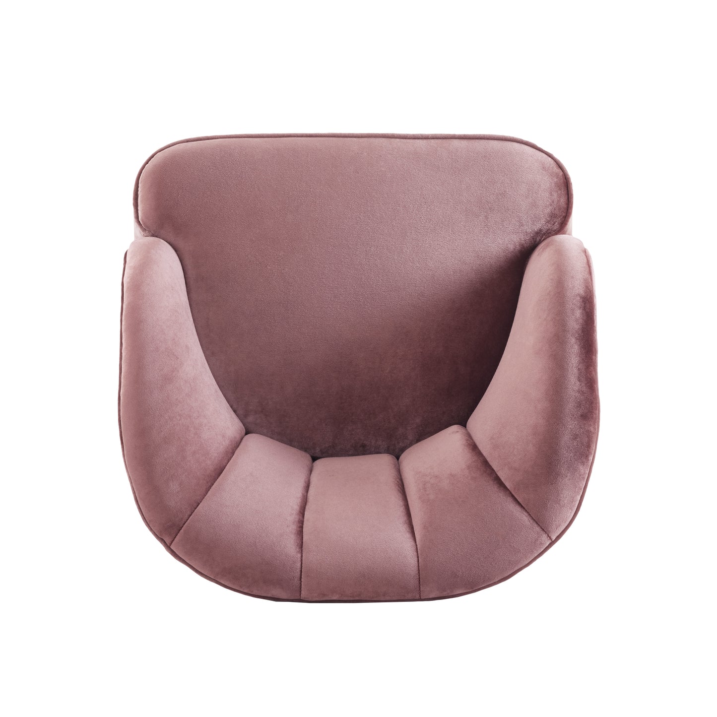 Plush velvet accent chair in dusty rose featuring a curved back and seat