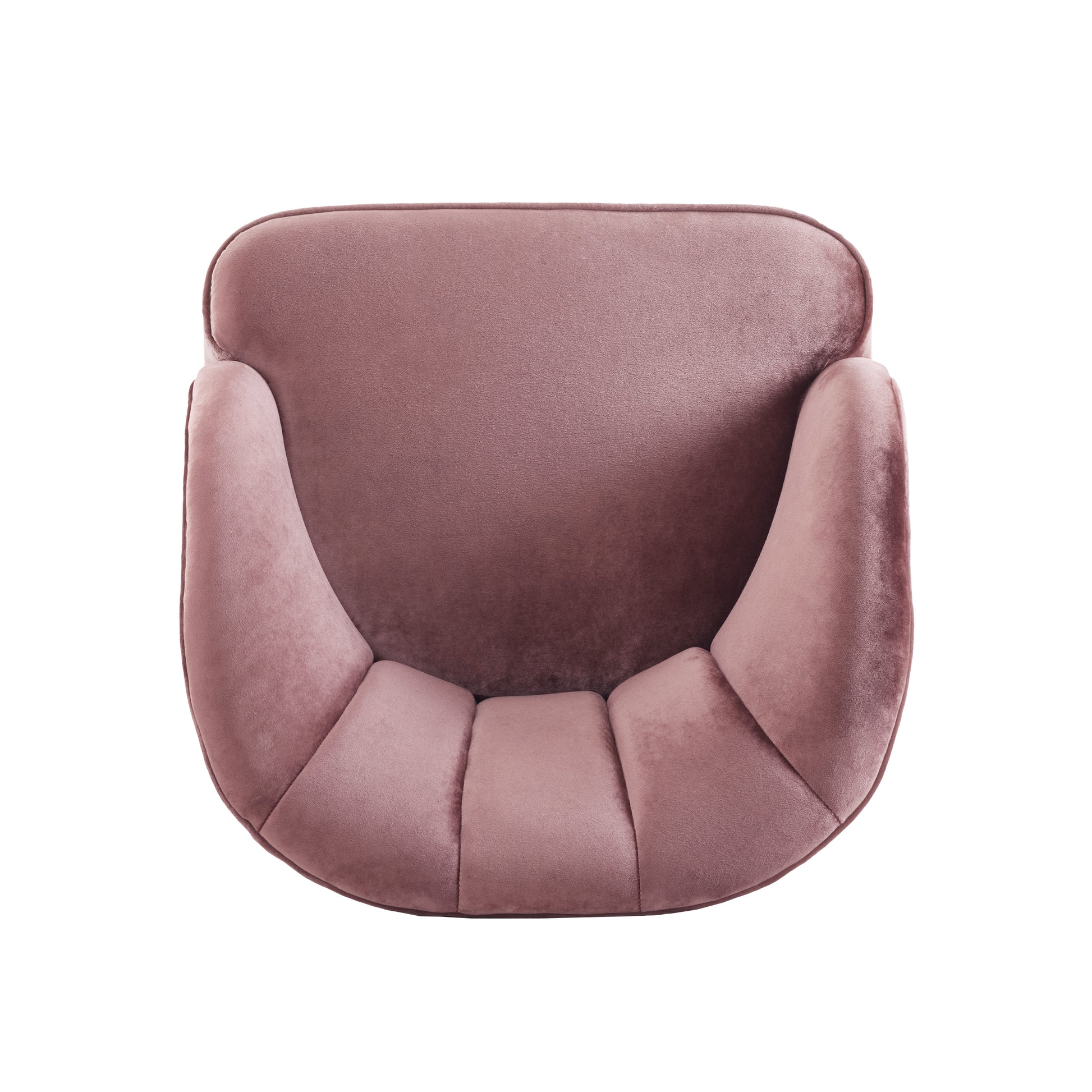 Plush velvet accent chair in dusty rose featuring a curved back and seat
