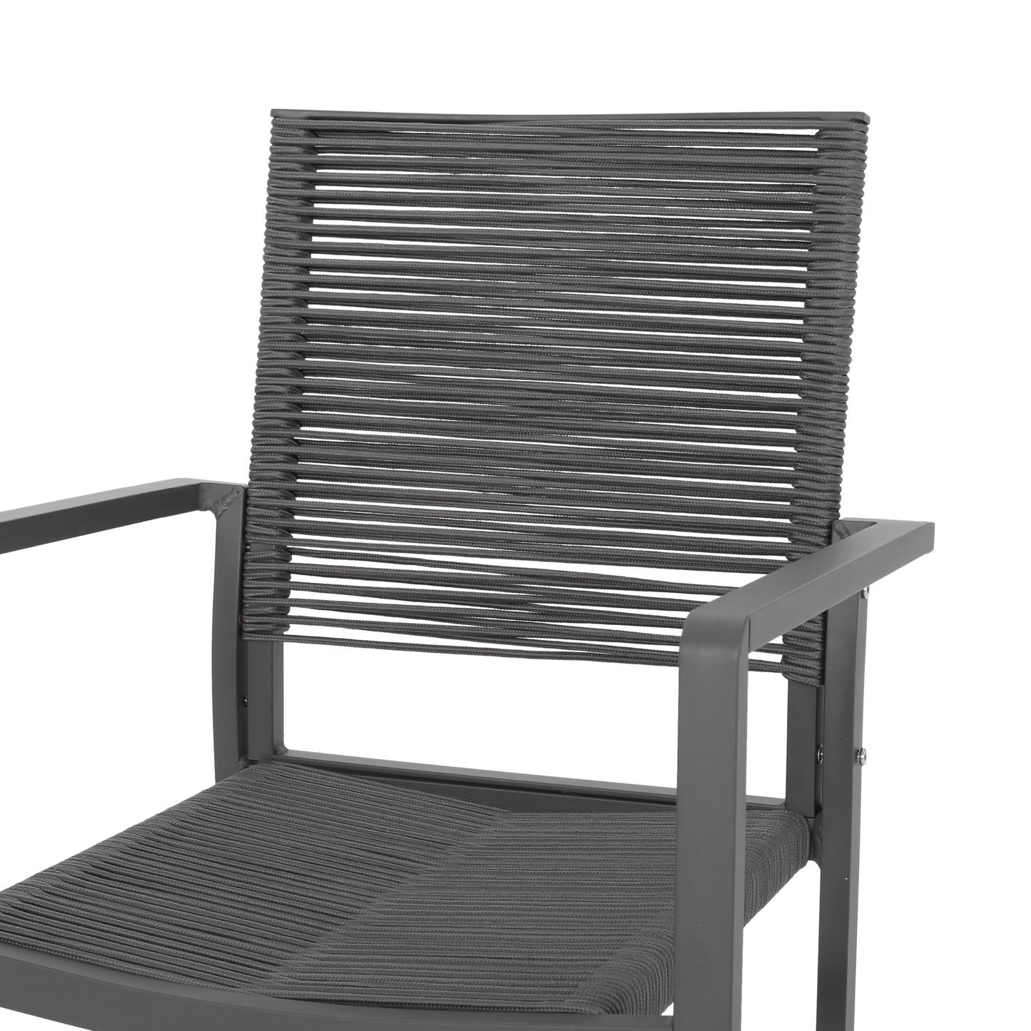 Charcoal rope outdoor chair with durable aluminum frame modern seating