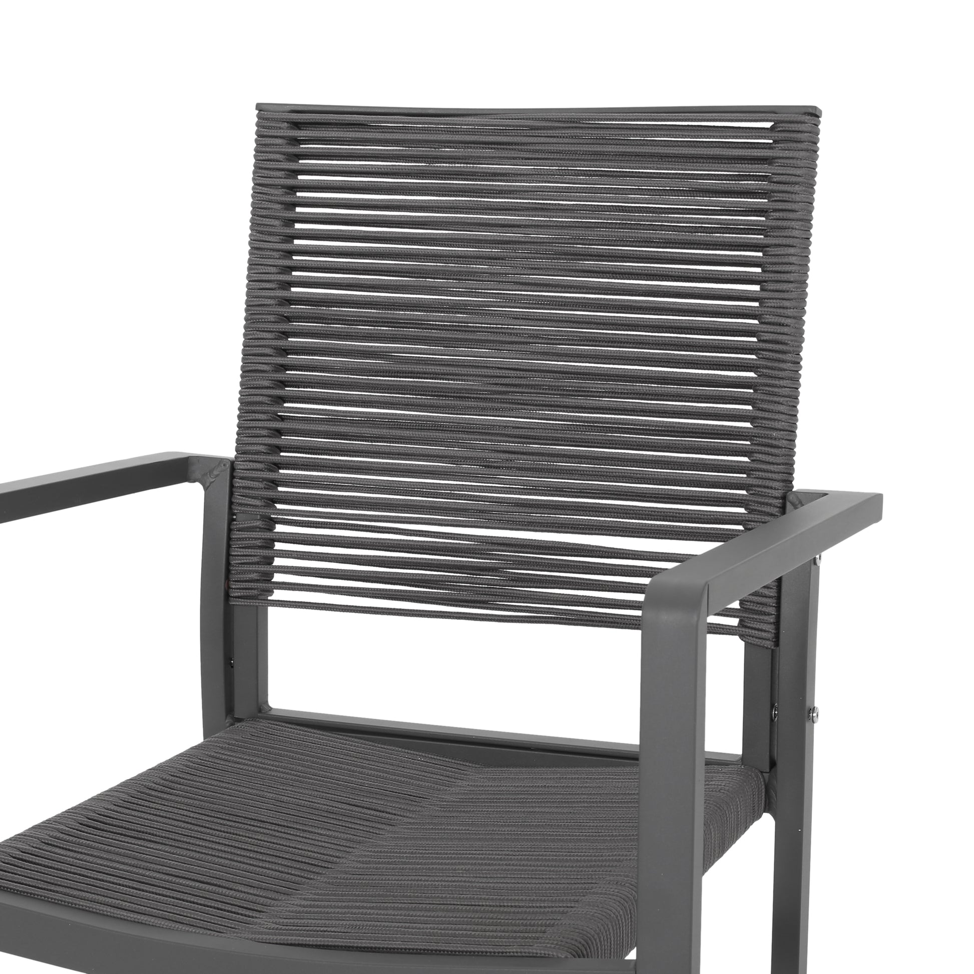 Charcoal rope outdoor chair with durable aluminum frame modern seating