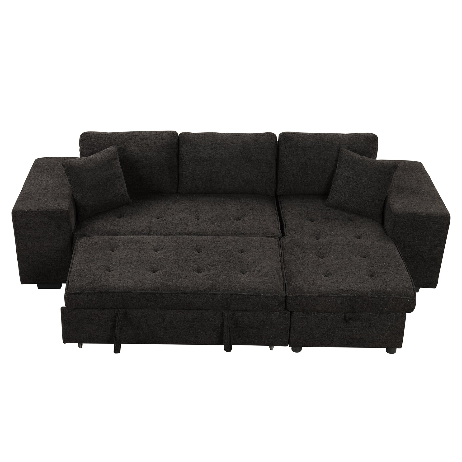 Dark gray sectional sofa with chaise and storage modern design for living room