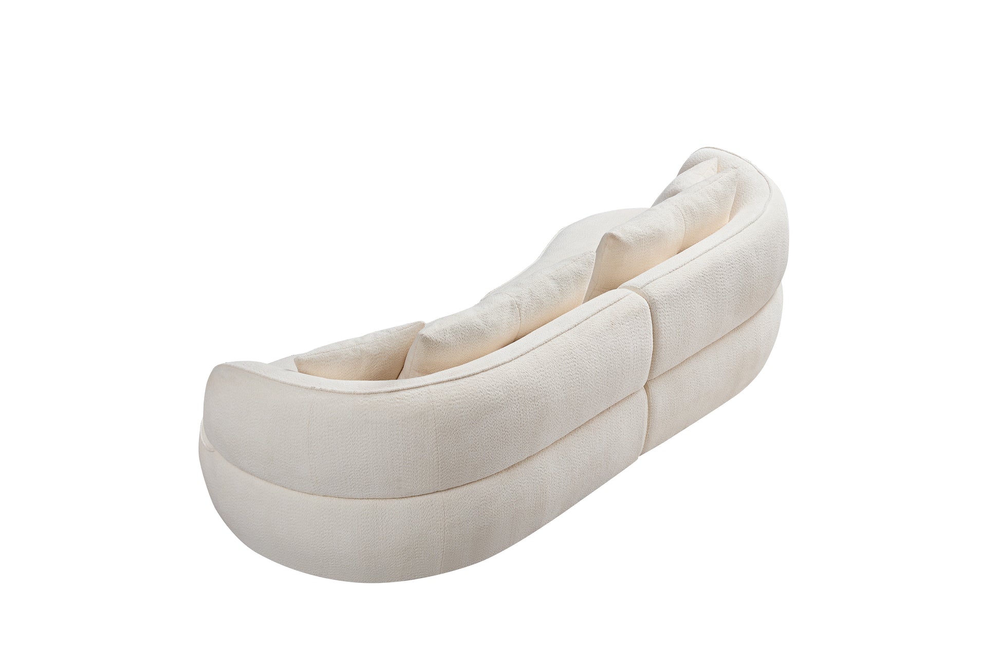 Plush ivory boucle fabric armchair with plush cushions contemporary design