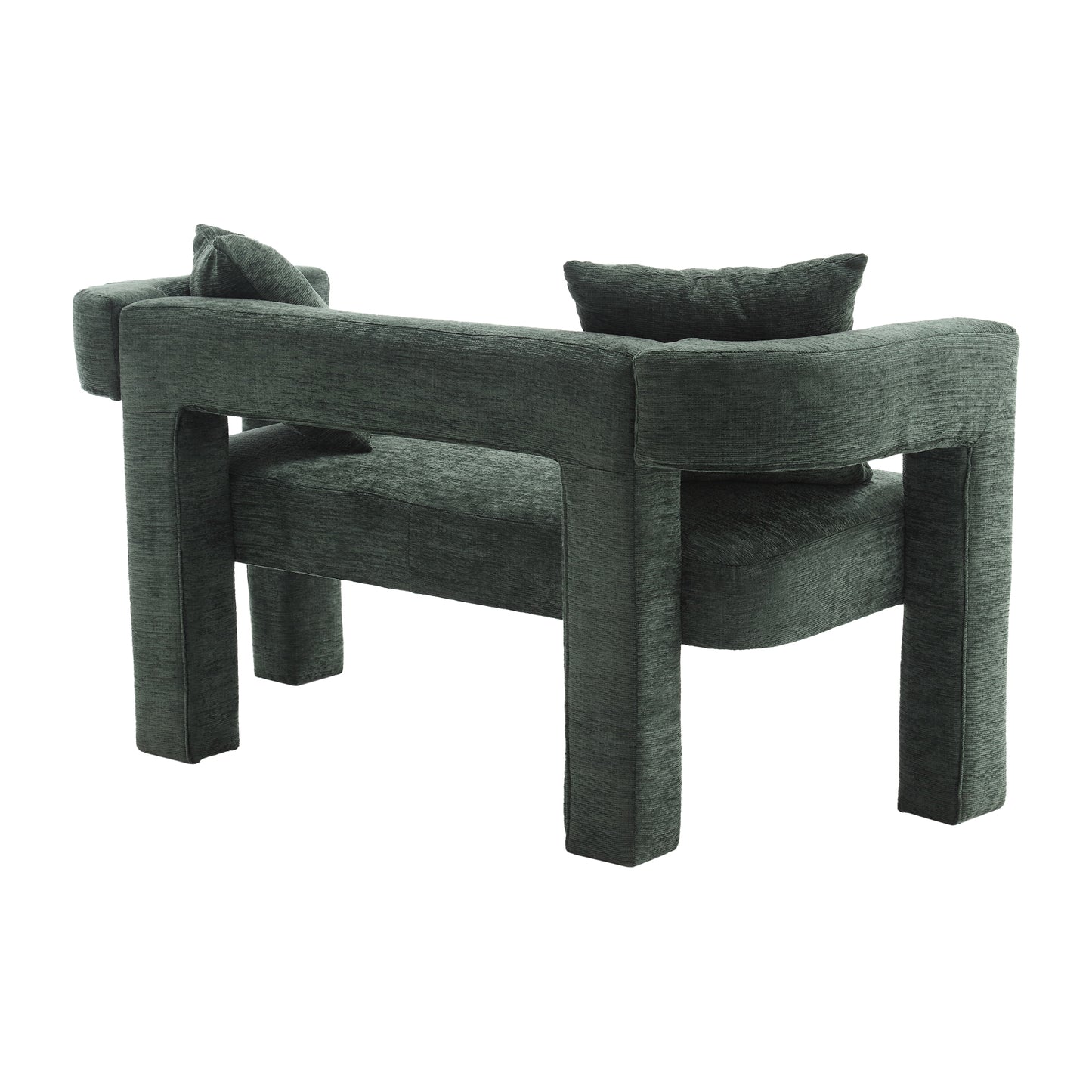 Modern charcoal grey textured armchair with plush cushions for comfortable seating