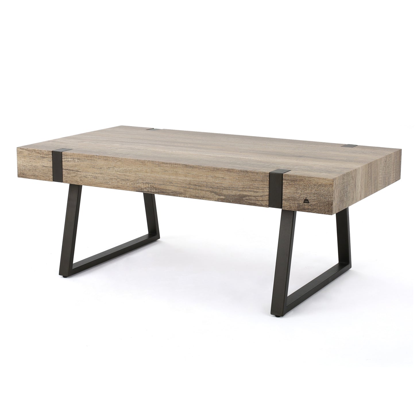 Rustic wood coffee table with black metal legs ideal for living rooms