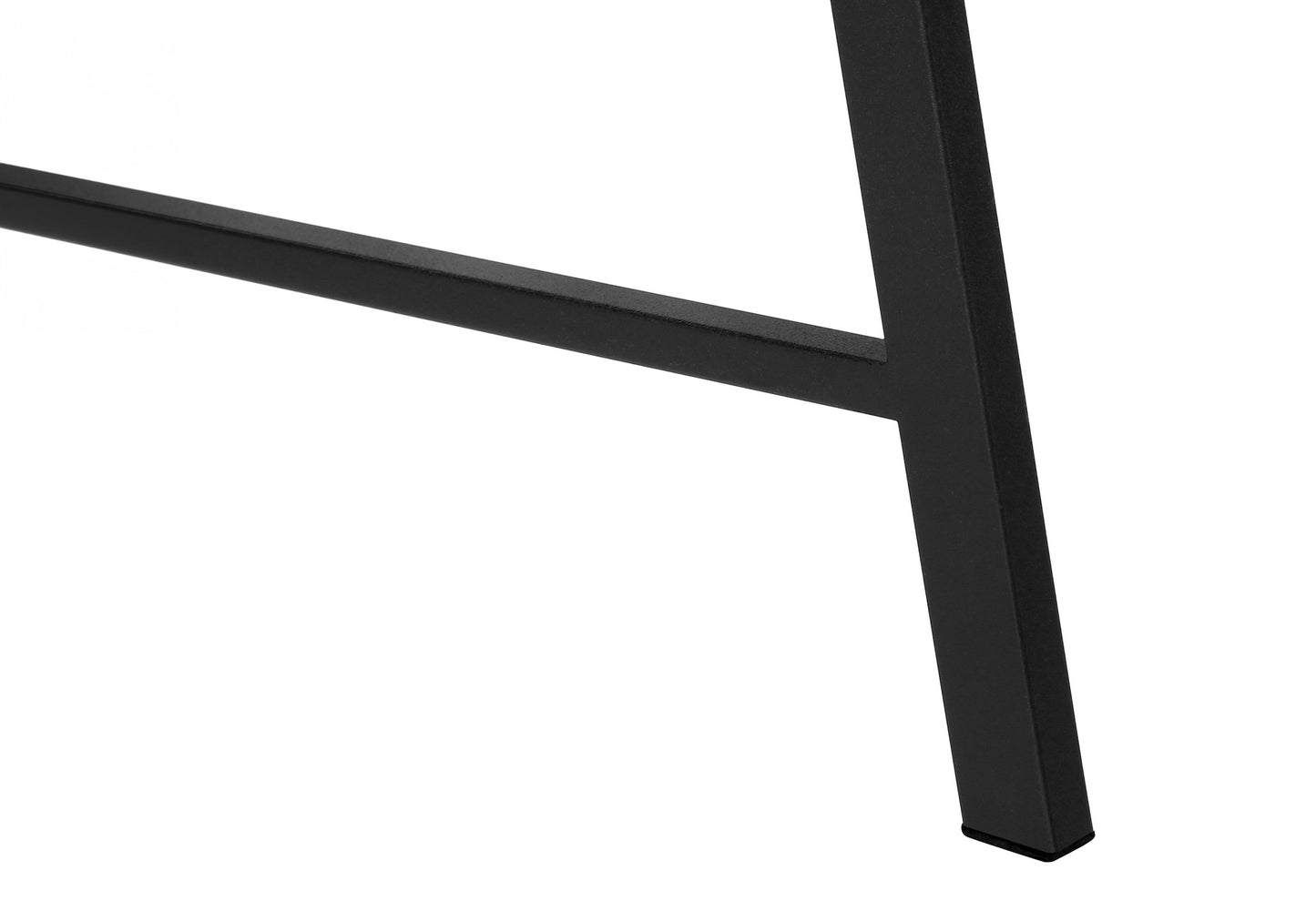 Close up of black metal table leg with matte finish showing sturdy construction