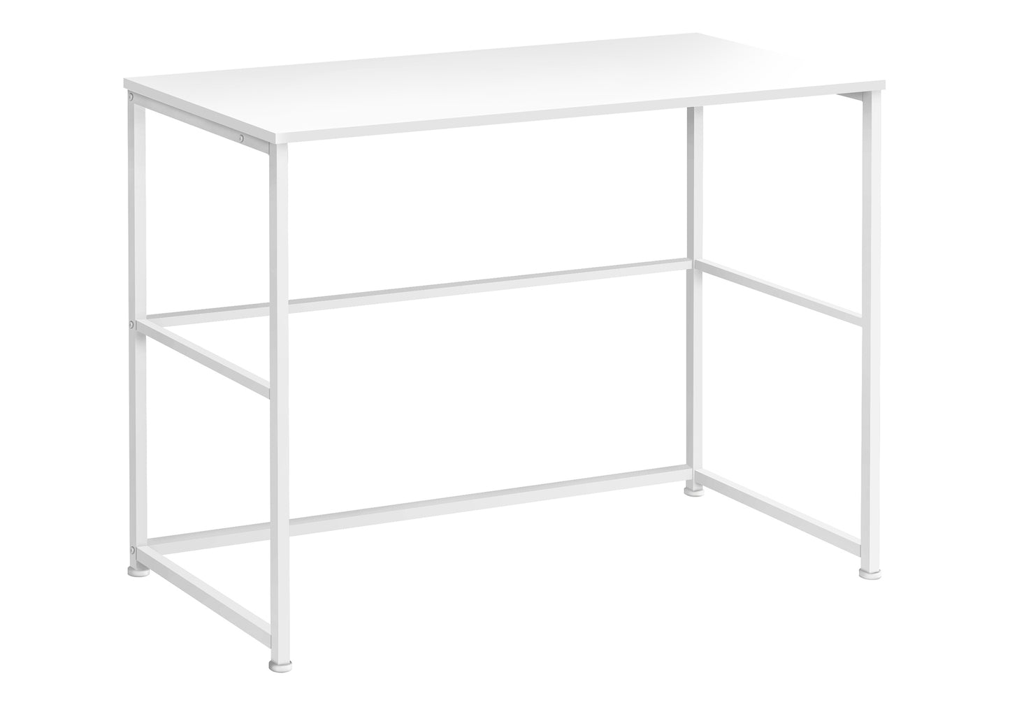 White minimalist desk with metal frame