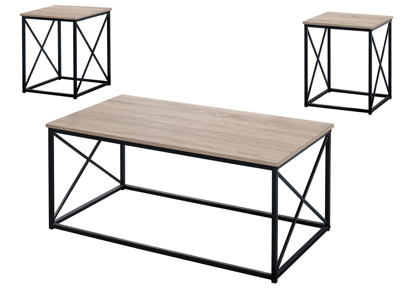 Modern wooden coffee table with black metal frame oak finish Xdesign legs