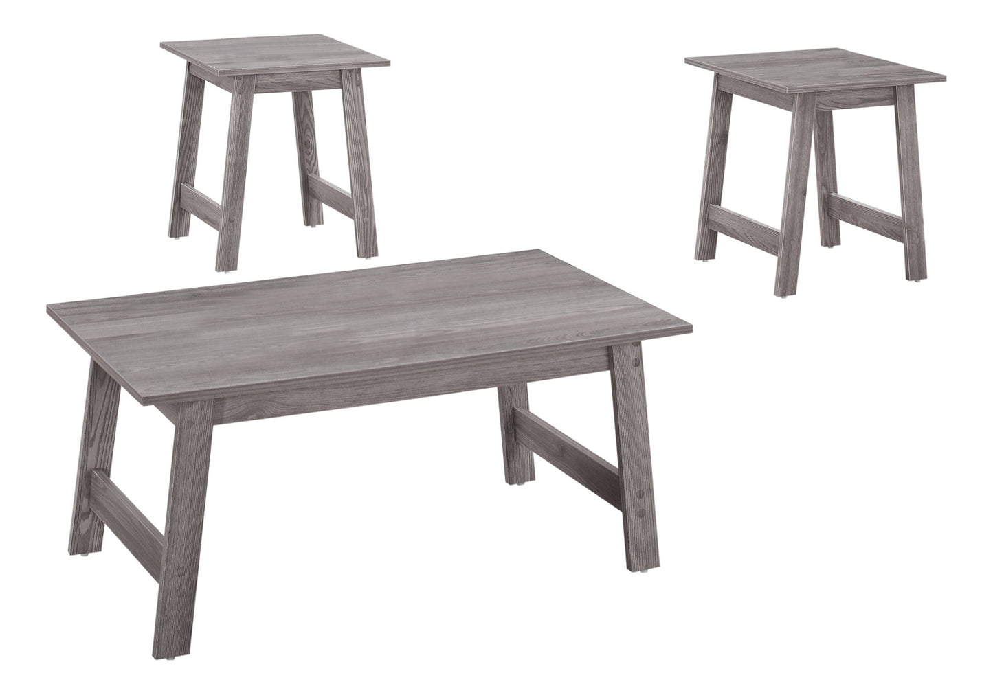 Grey wood coffee table with a natural grain ideal for modern living spaces