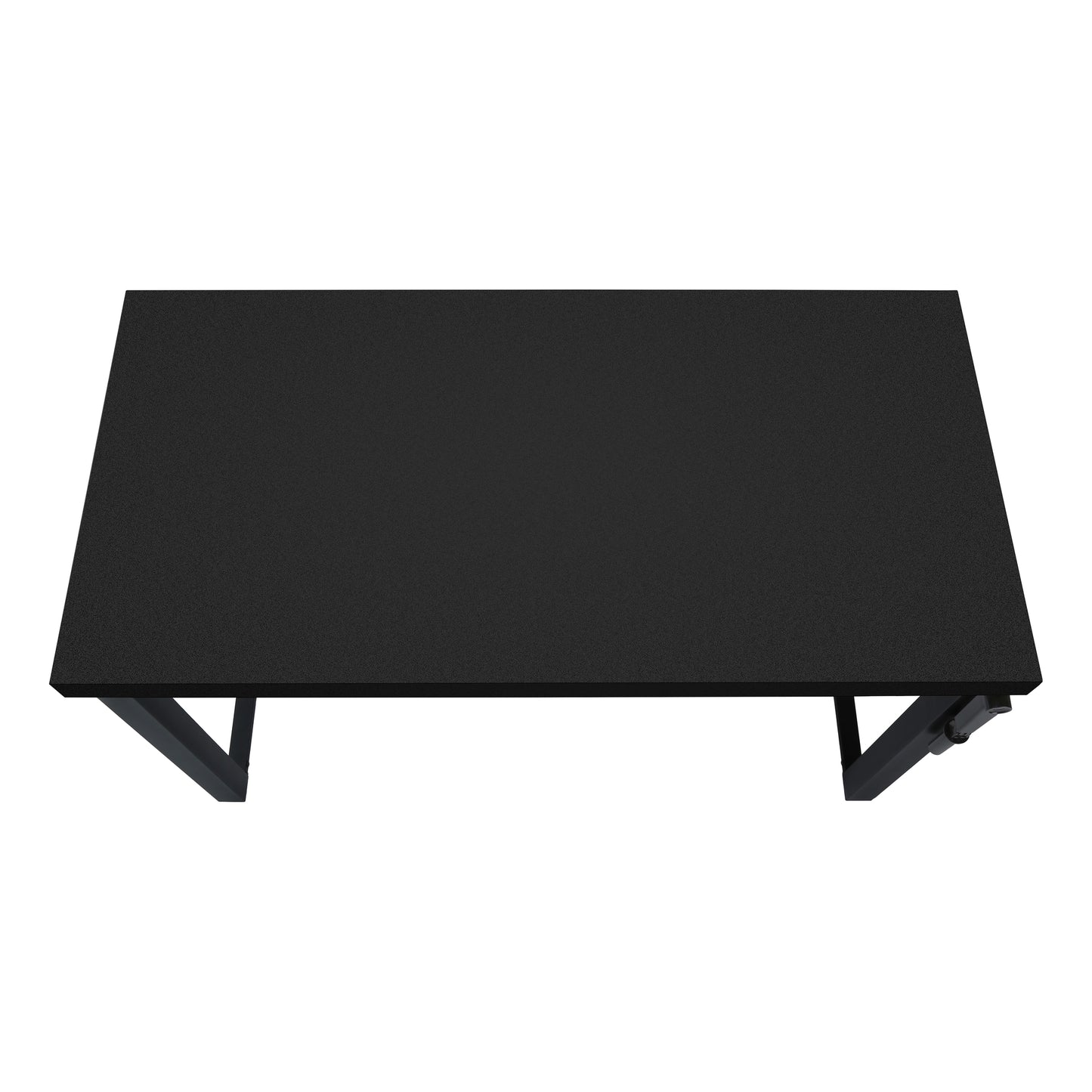 Black textured desktop with metal legs for a modern home office desk