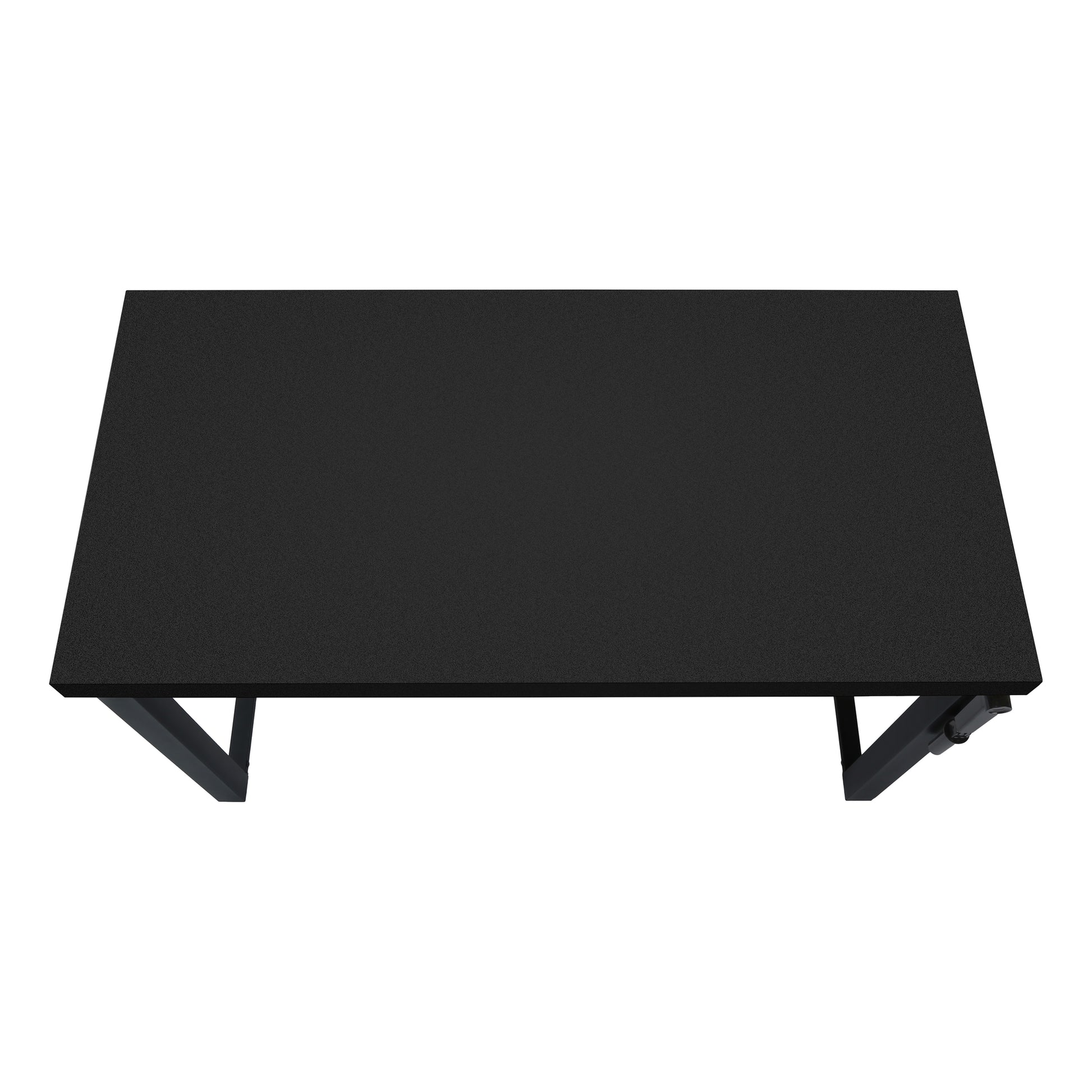 Black textured desktop with metal legs for a modern home office desk