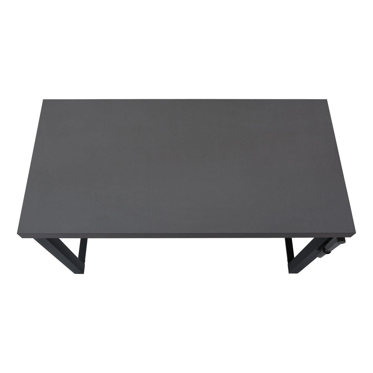 Minimalist gray desk with black metal legs ideal for home office setup