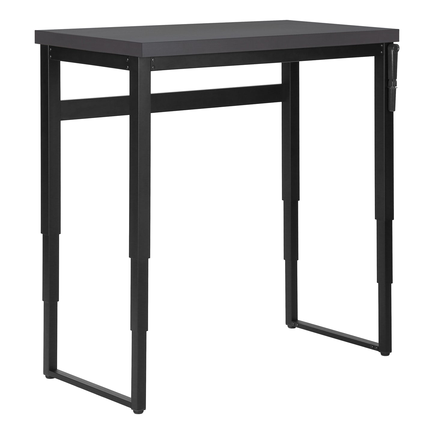 Dark gray modern standing desk with adjustable height metal legs
