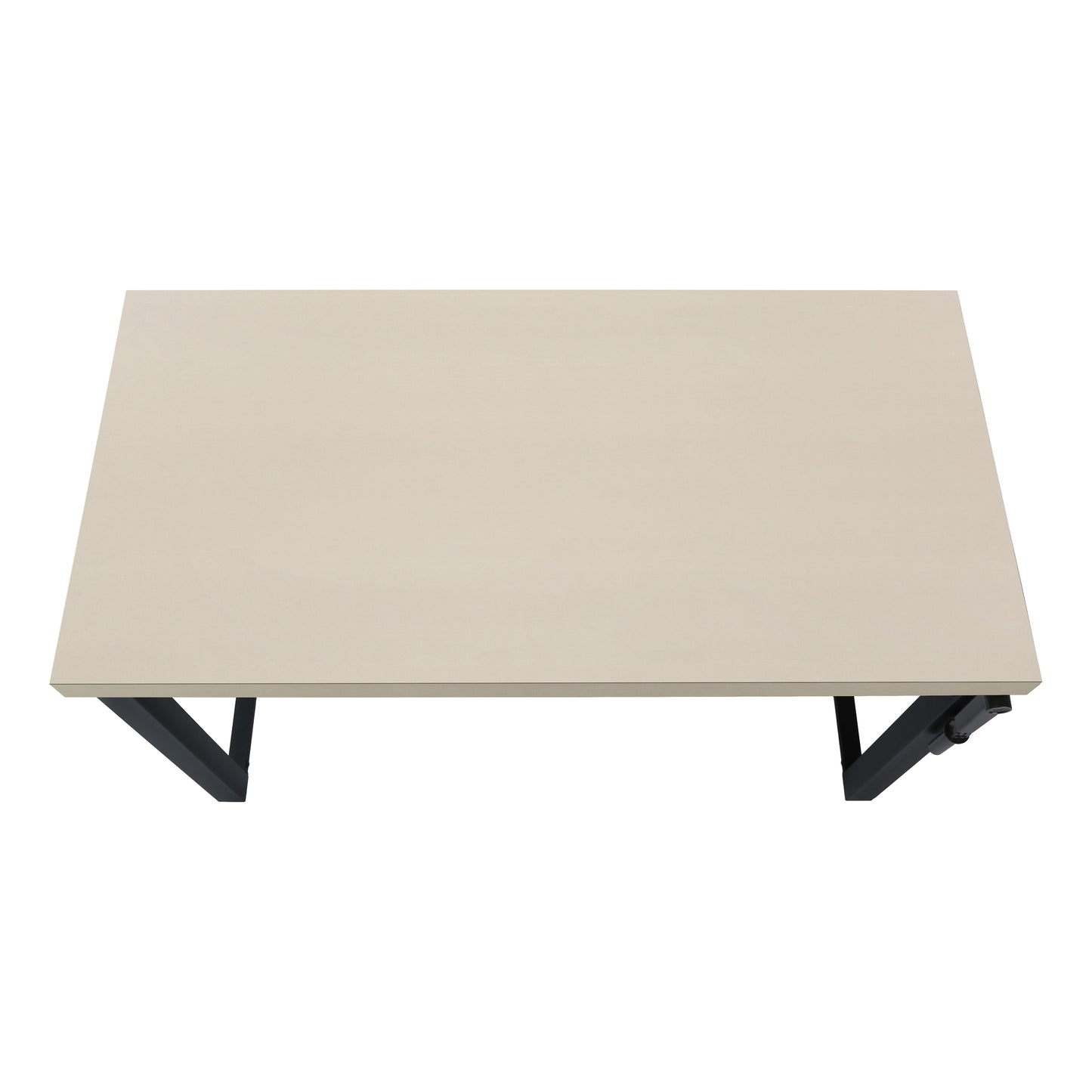 Minimalist beige floating desk with black metal bracket perfect for small spaces