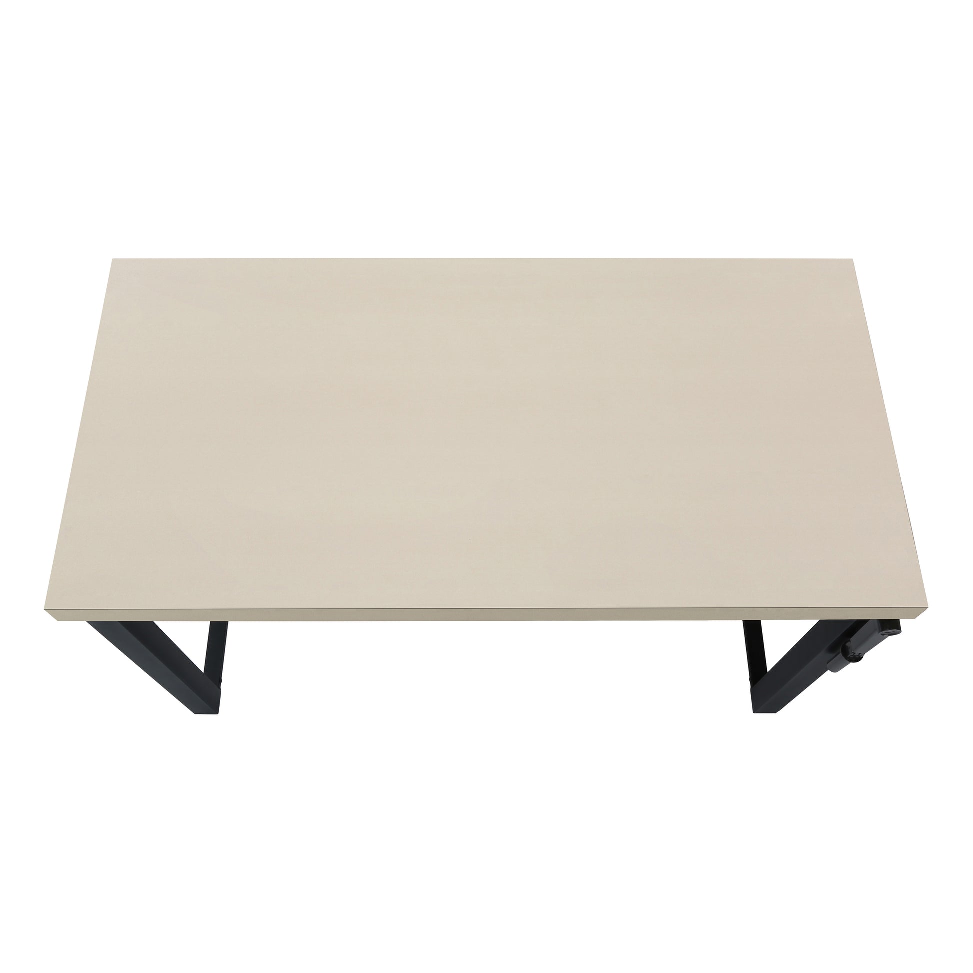 Minimalist beige floating desk with black metal bracket perfect for small spaces