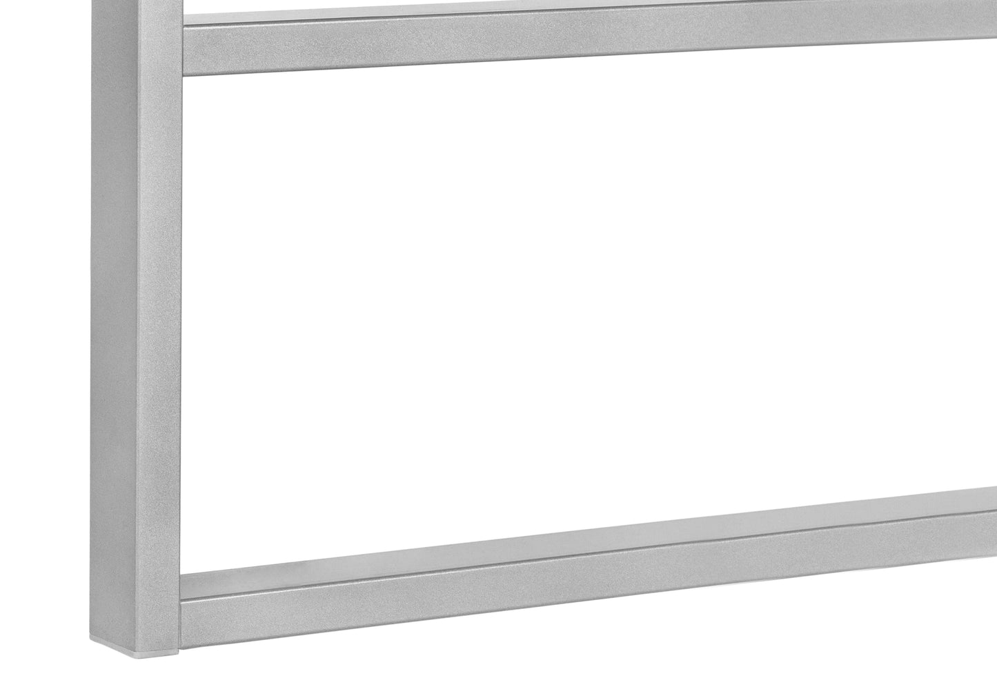 Brushed aluminum frame detail for minimalist wall art display