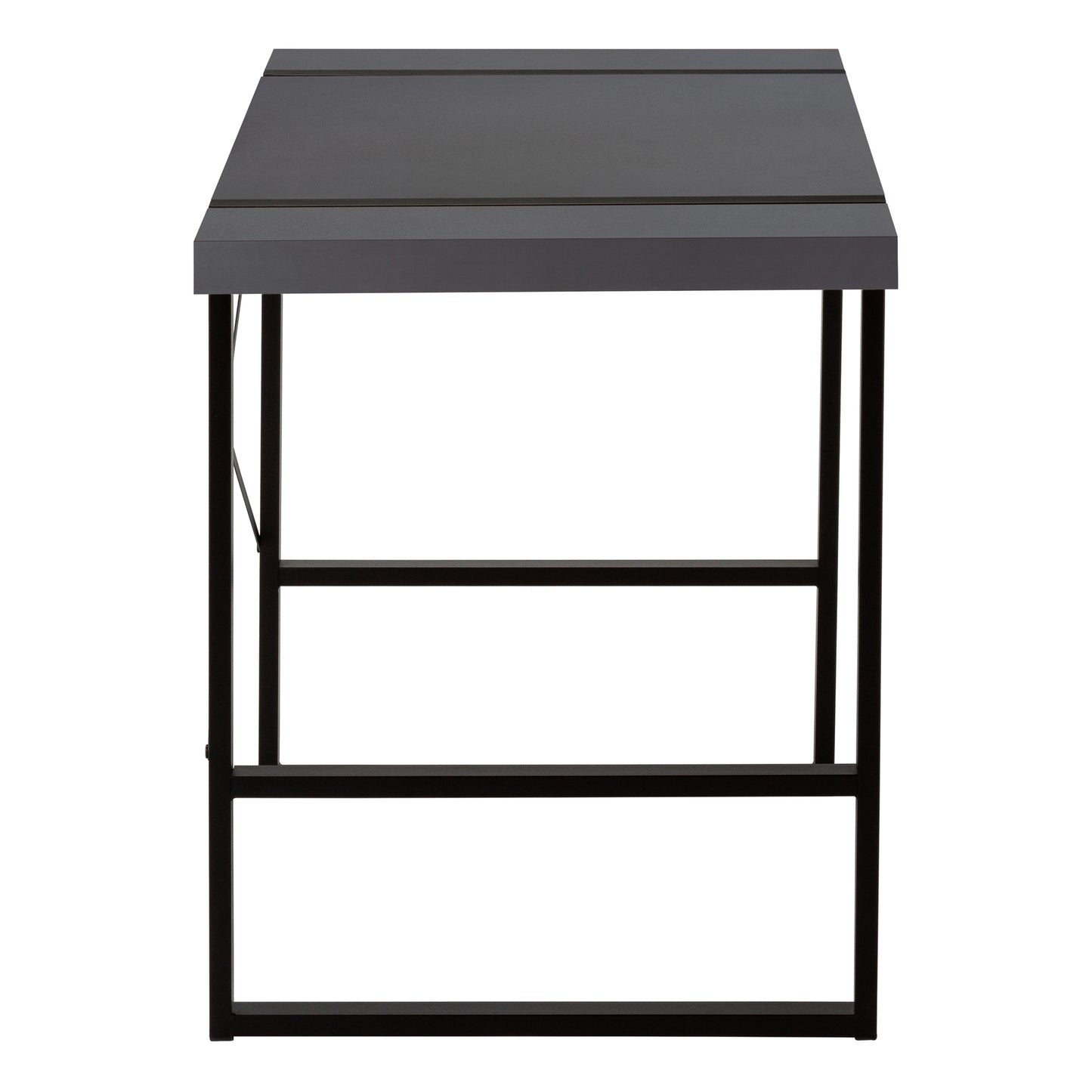 Dark grey modern desk with black metal frame perfect for home office