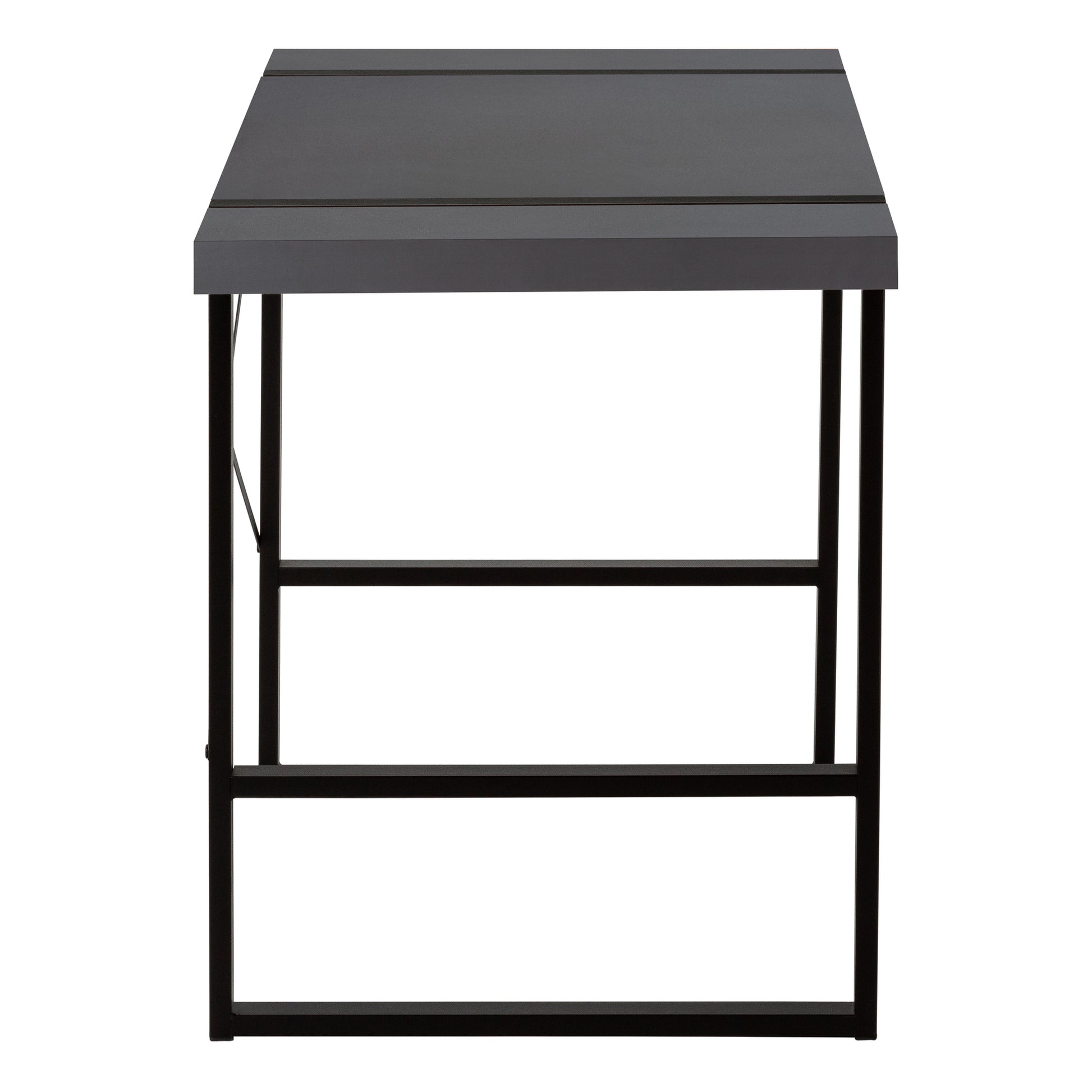 Dark grey modern desk with black metal frame perfect for home office