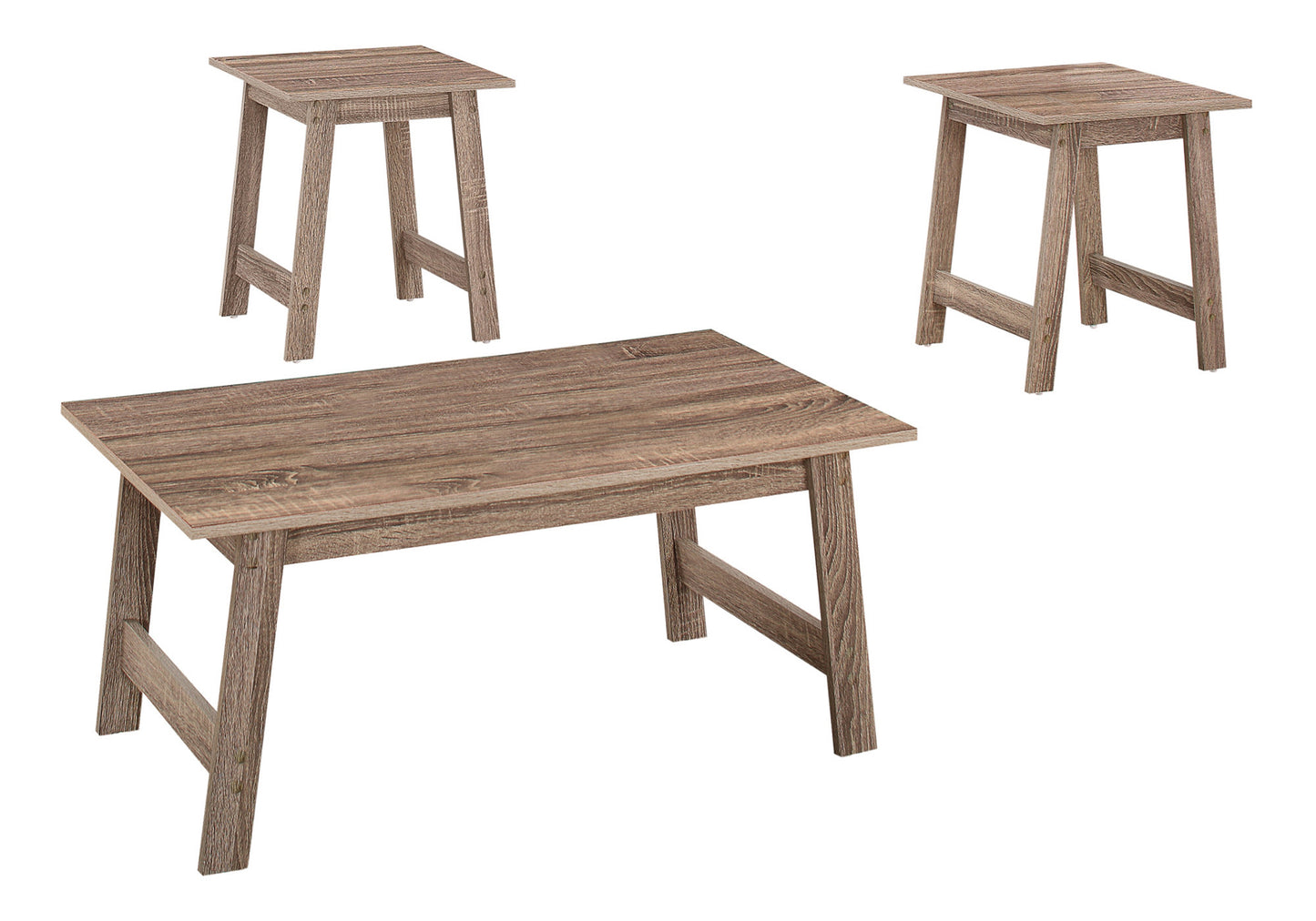 Rustic brown wood coffee table with modern minimalist legs