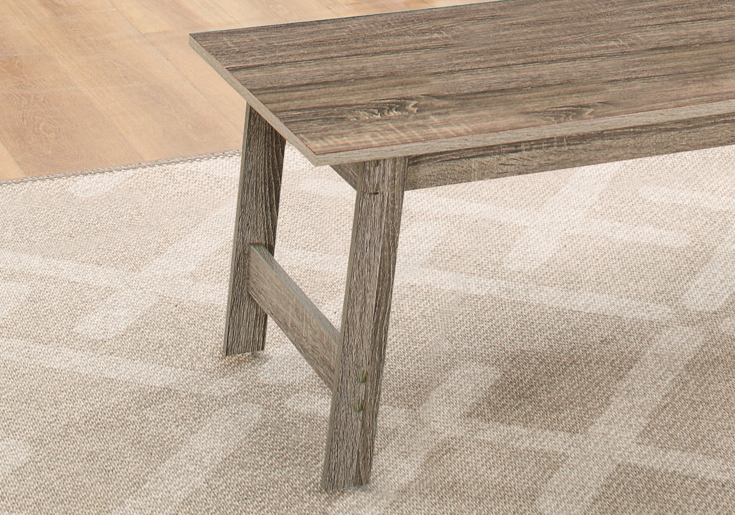 Rustic wood bench with weathered finish ideal for entryways or living rooms