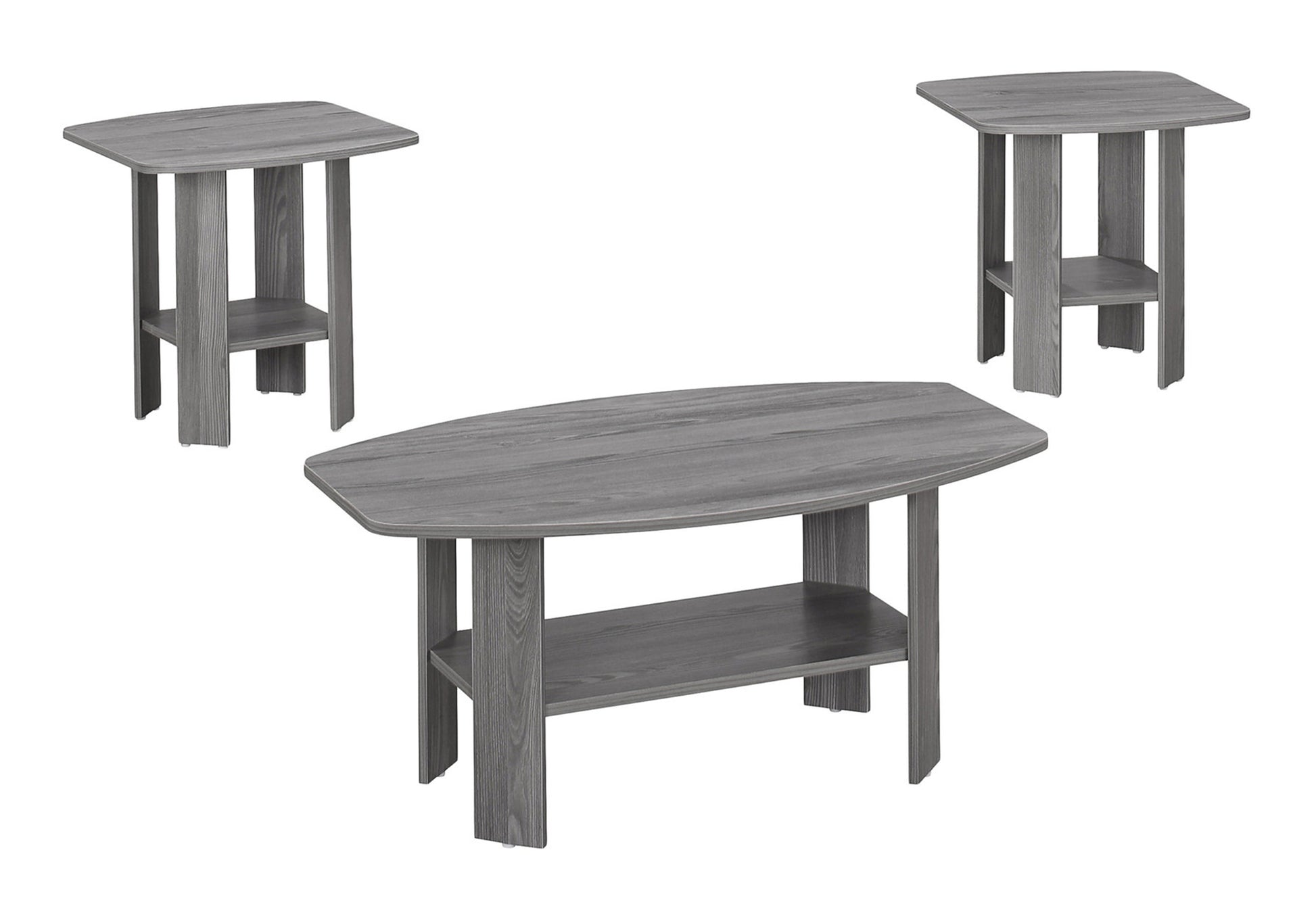 Modern grey wood coffee table with a shelf for living rooms