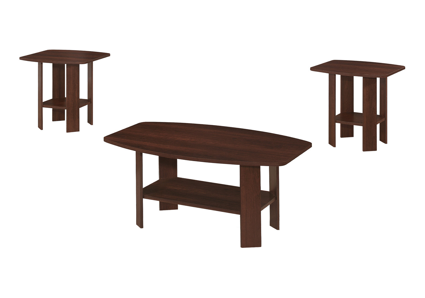 Dark wood coffee table with a shelf modern design