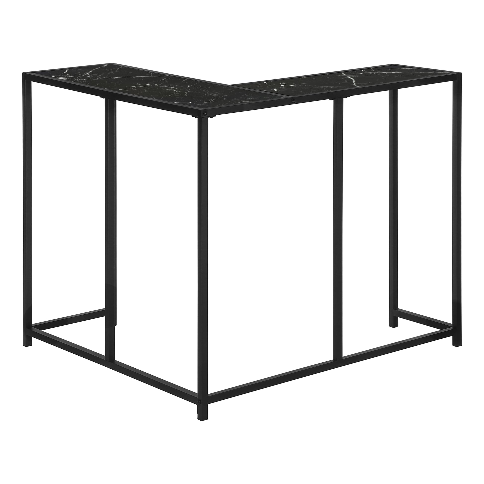 Modern black marble Lshaped bar with sleek metal frame for home or commercial use