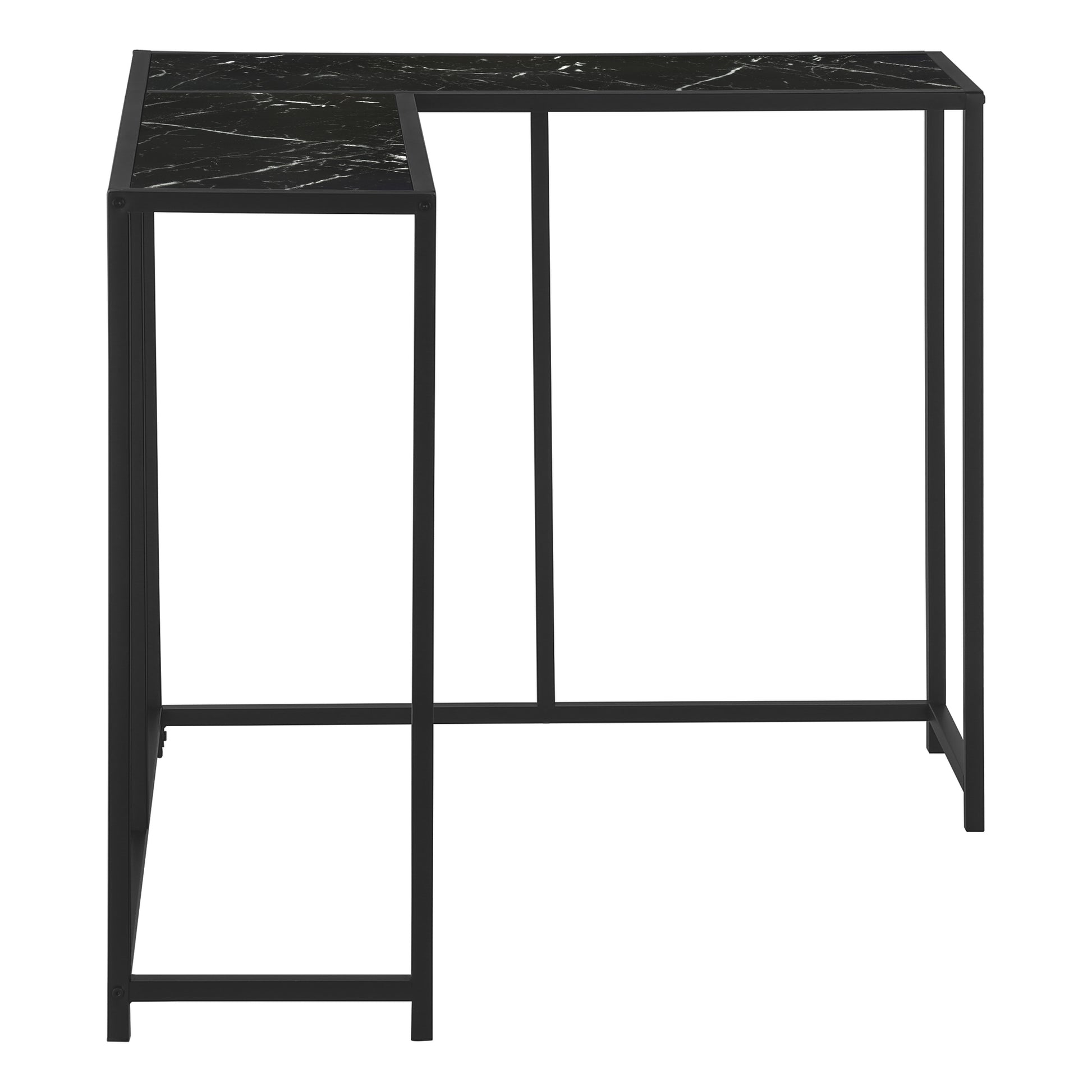 Black marble top Lshaped desk with metal frame modern home office desk