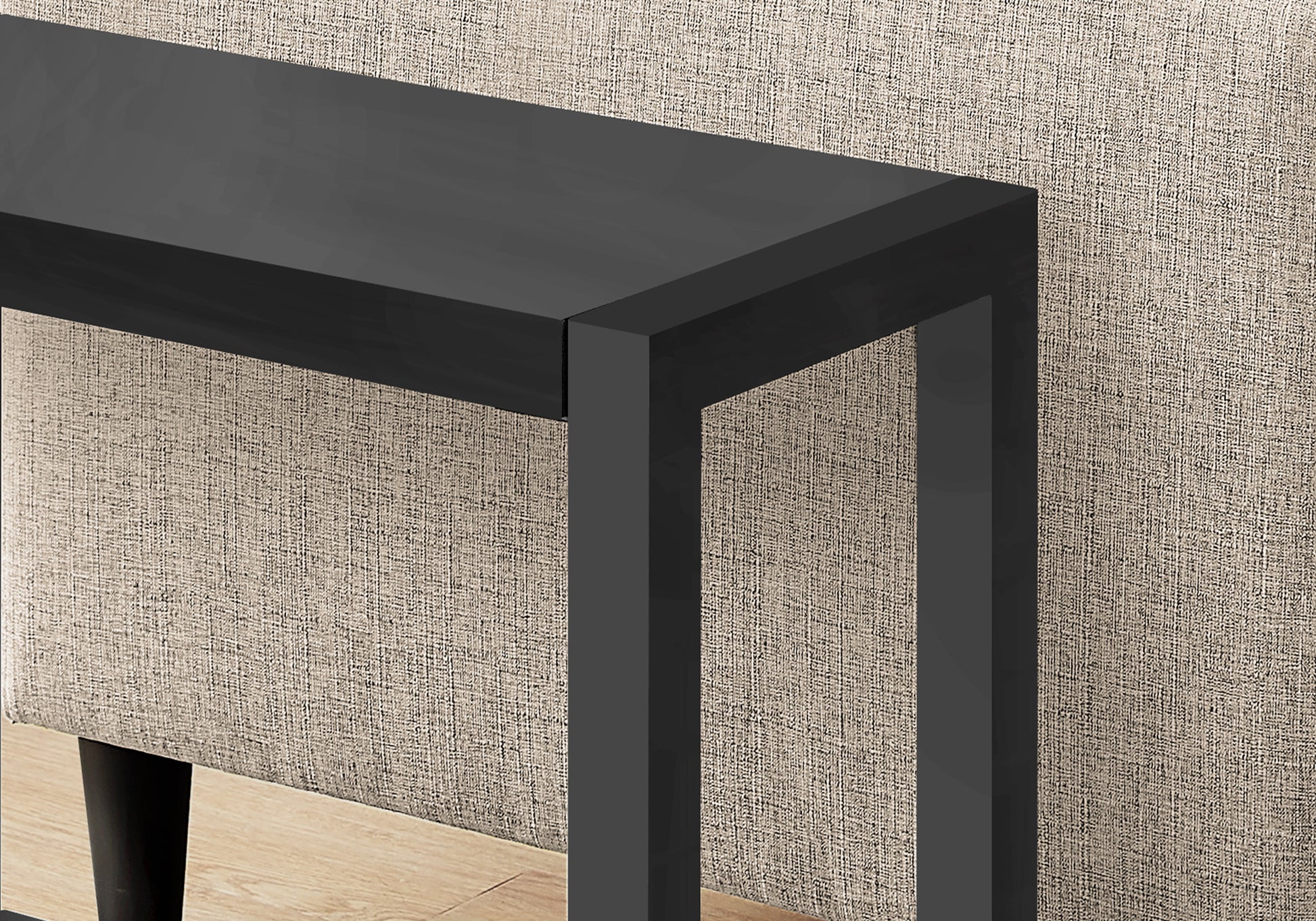 Black metal console table with clean lines modern design